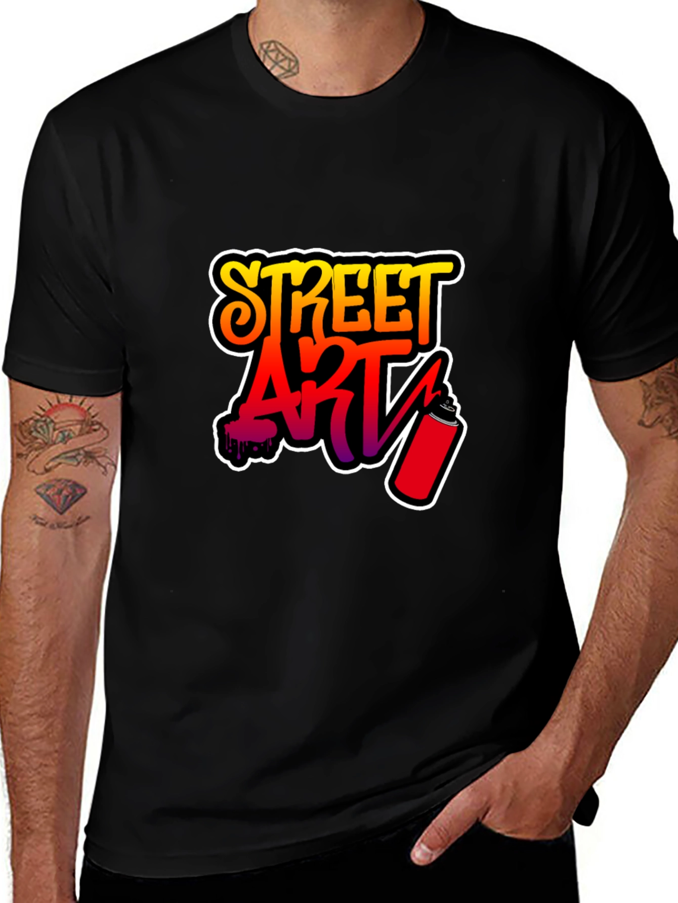 Variant 4 of Street Art Graphic Tee - Black Cotton T-Shirt