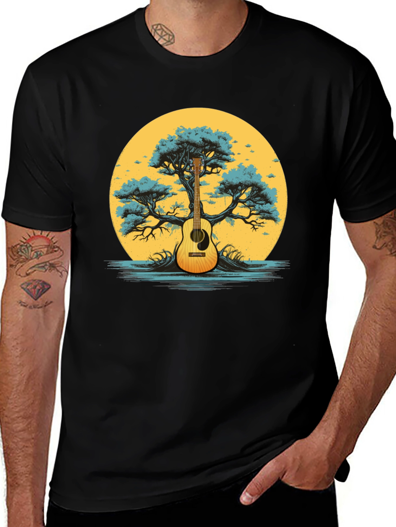 Variant 7 of Guitar Tree Graphic Tee - Music Lover Shirt