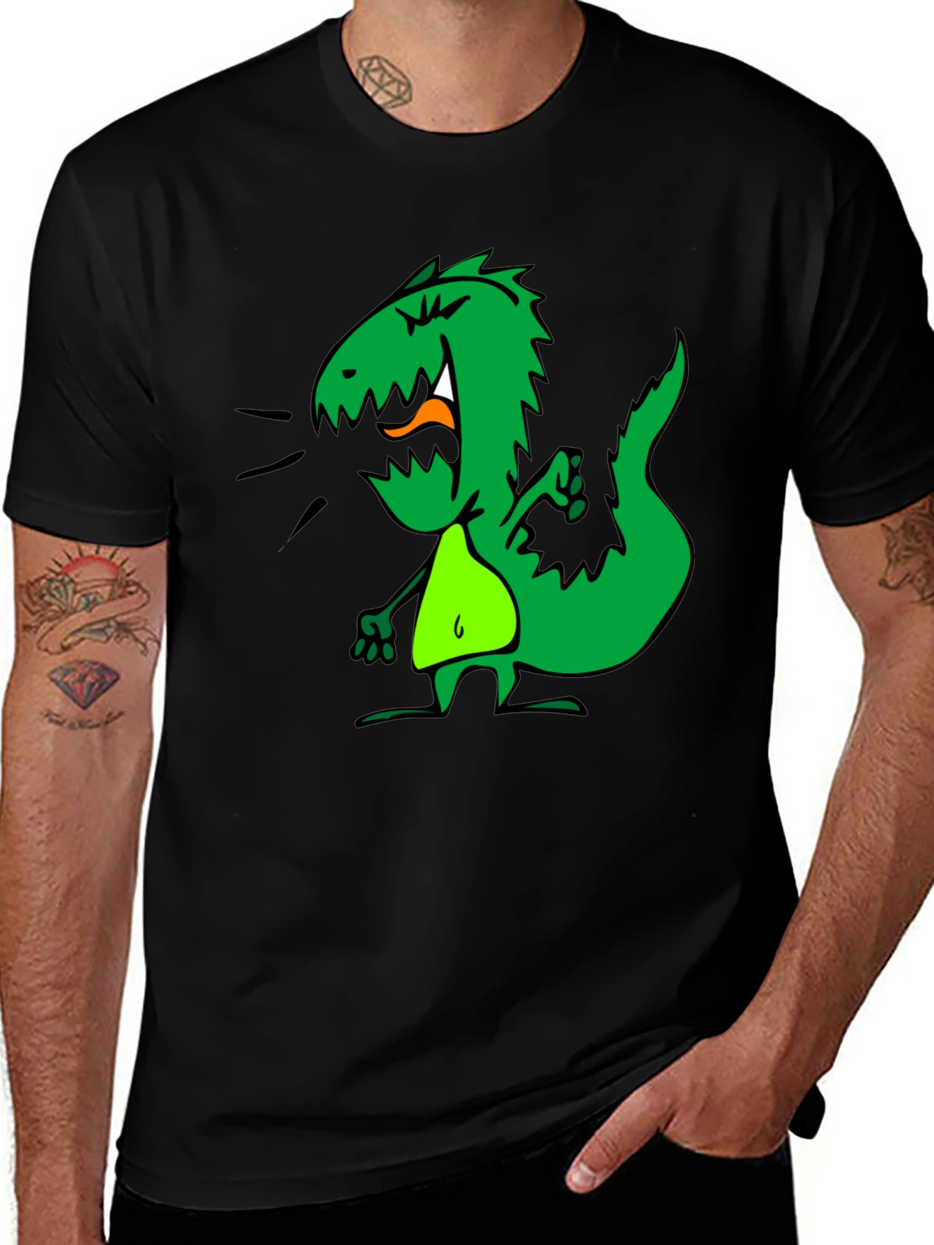 Variant 12 of Dino Graphic Tee - Black Cotton Casual T-Shirt