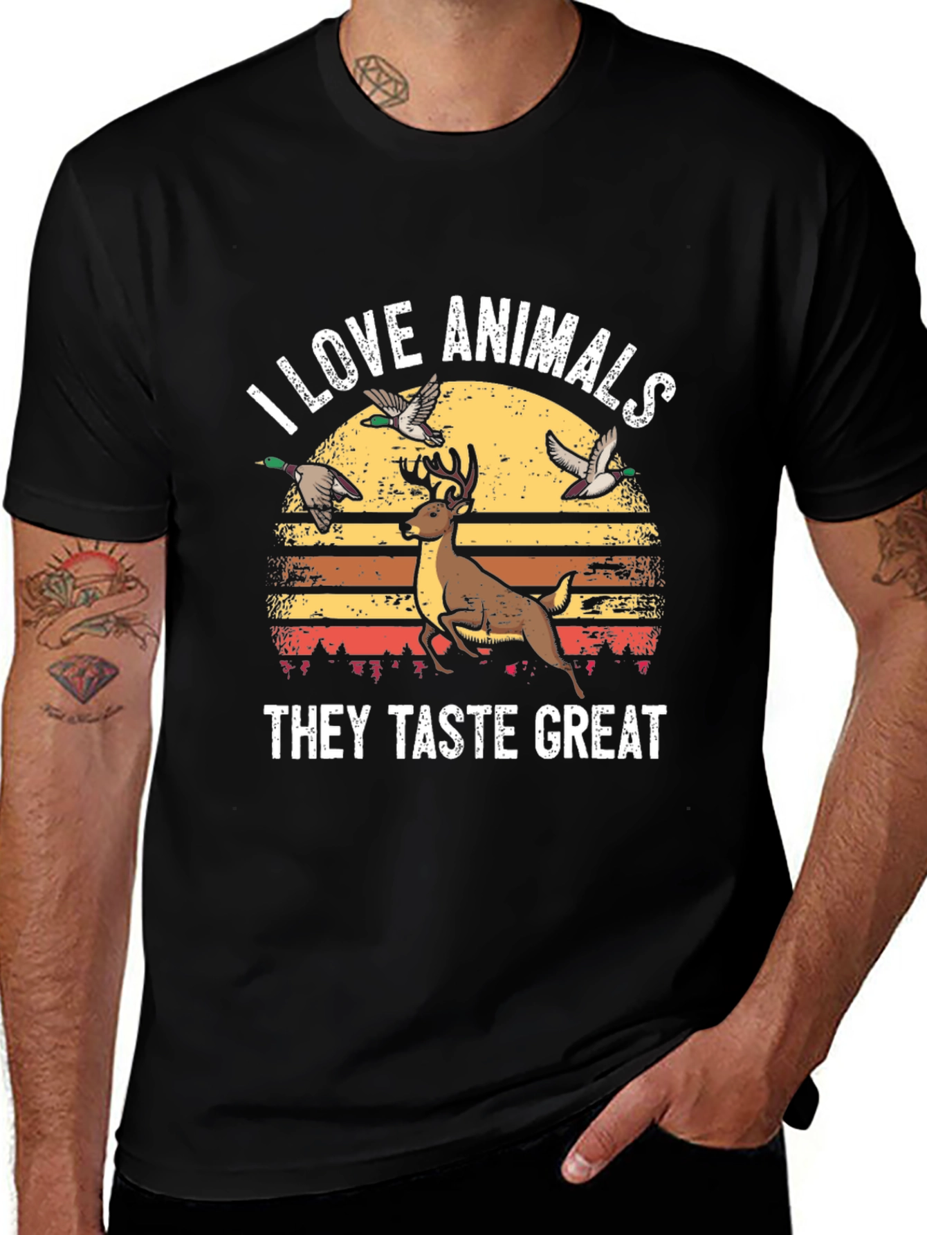 Variant 18 of I Love Animals They Taste Great Black T-Shirt