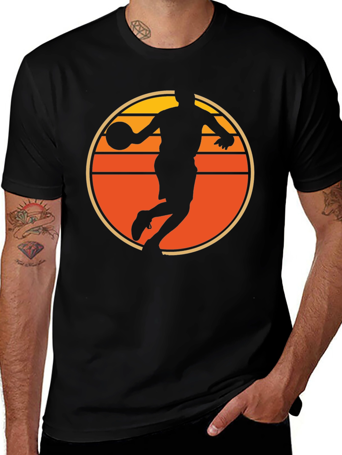 Variant 4 of Basketball Sunset Graphic Tee - Retro Style Men's T-Shirt