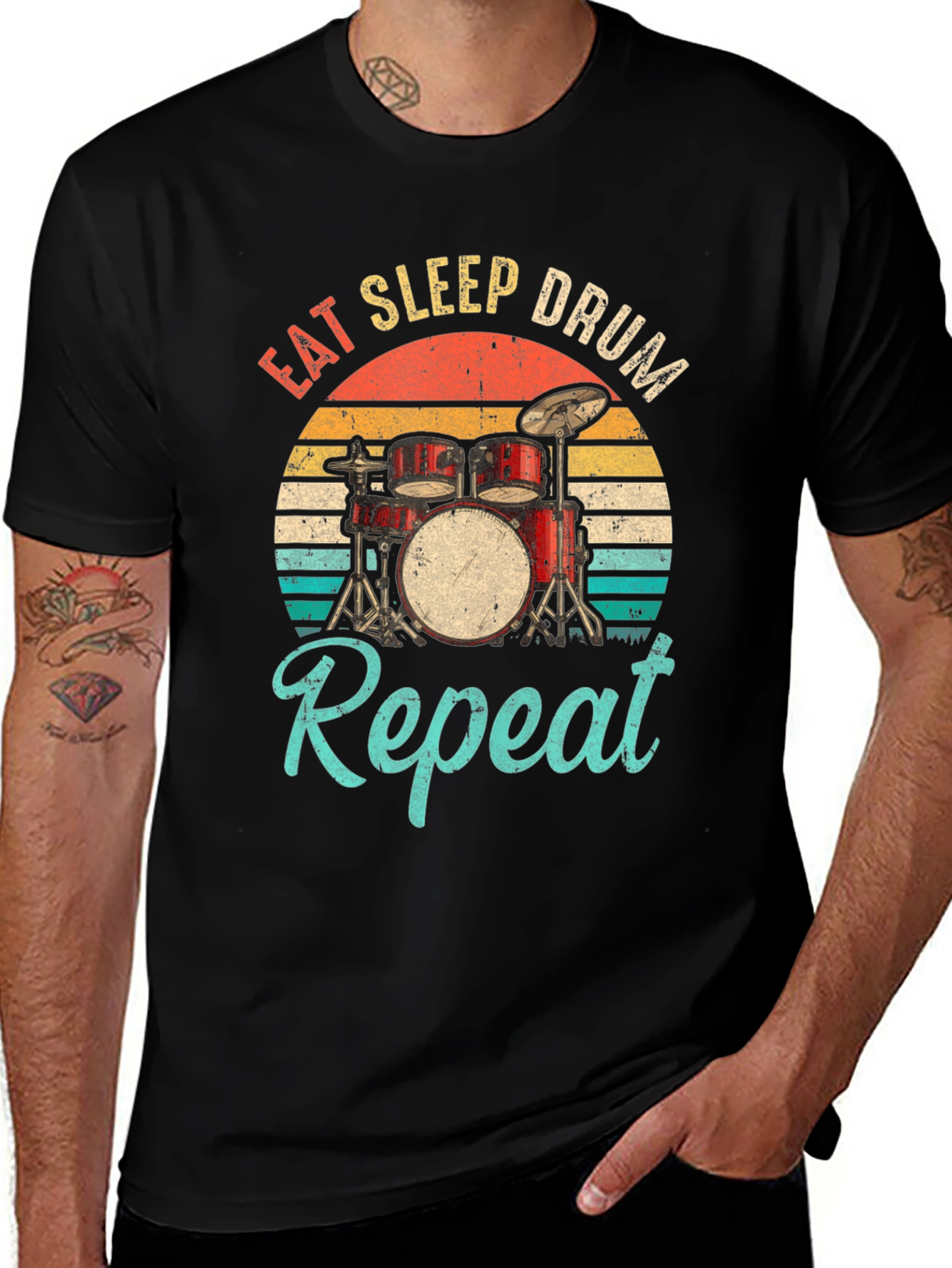 Variant 25 of Eat Sleep Drum Repeat Graphic Tee