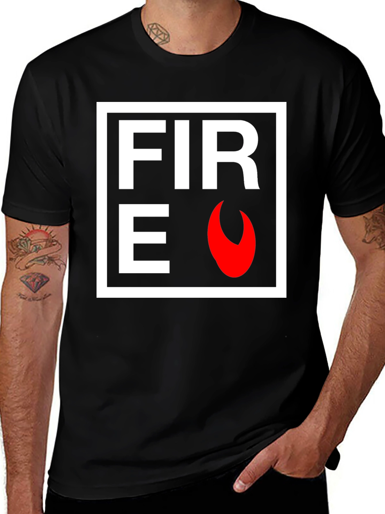 Variant 5 of Fire Graphic Black T-Shirt - Bold Statement Tee