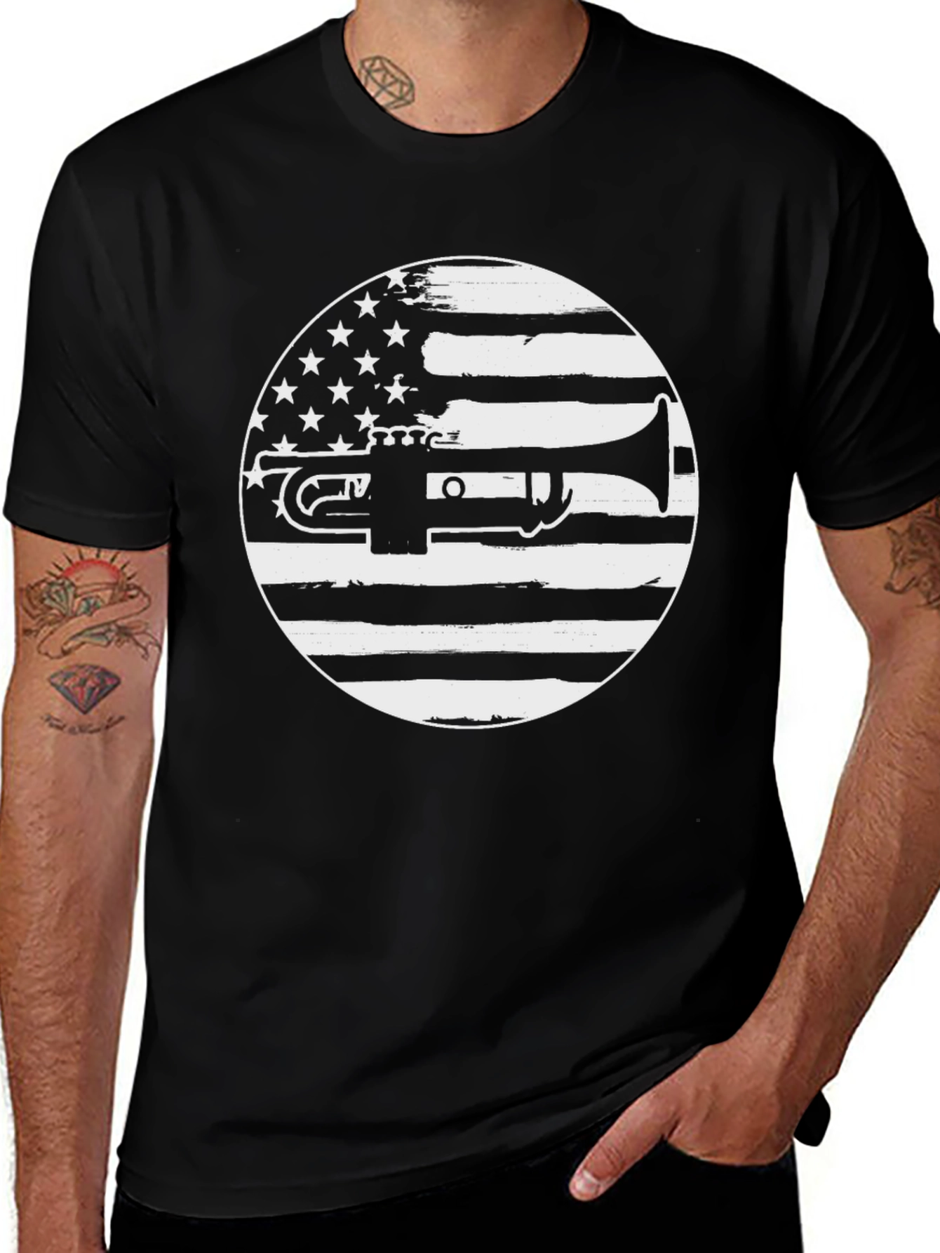 Variant 4 of American Flag Trumpet Graphic Tee - Music Lover