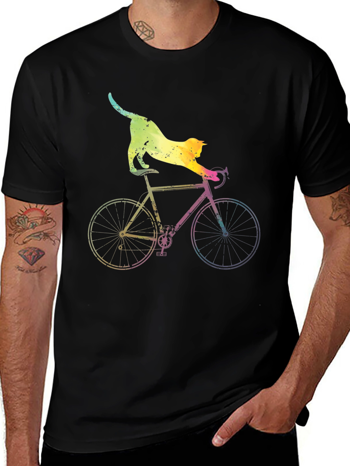 Variant 2 of Cat Riding Bike Graphic T-Shirt
