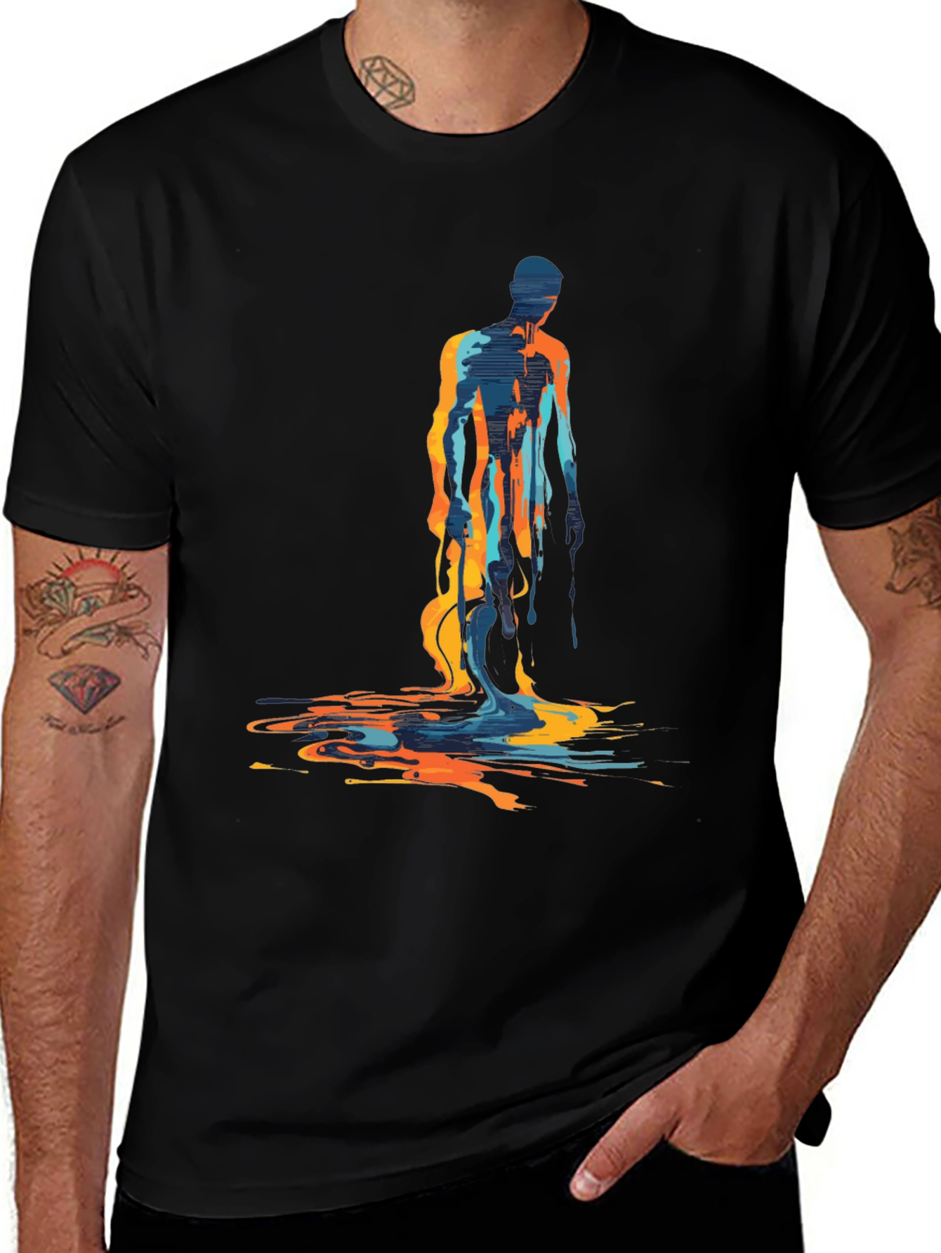 Variant 11 of Abstract Figure Graphic Tee - Men's Black T-Shirt