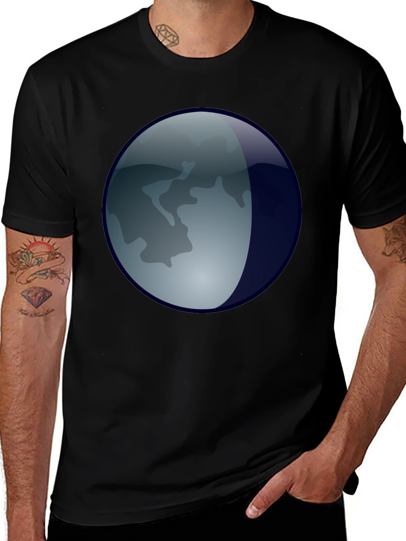 Variant 13 of Lunar Orb T-Shirt - Black Graphic Tee