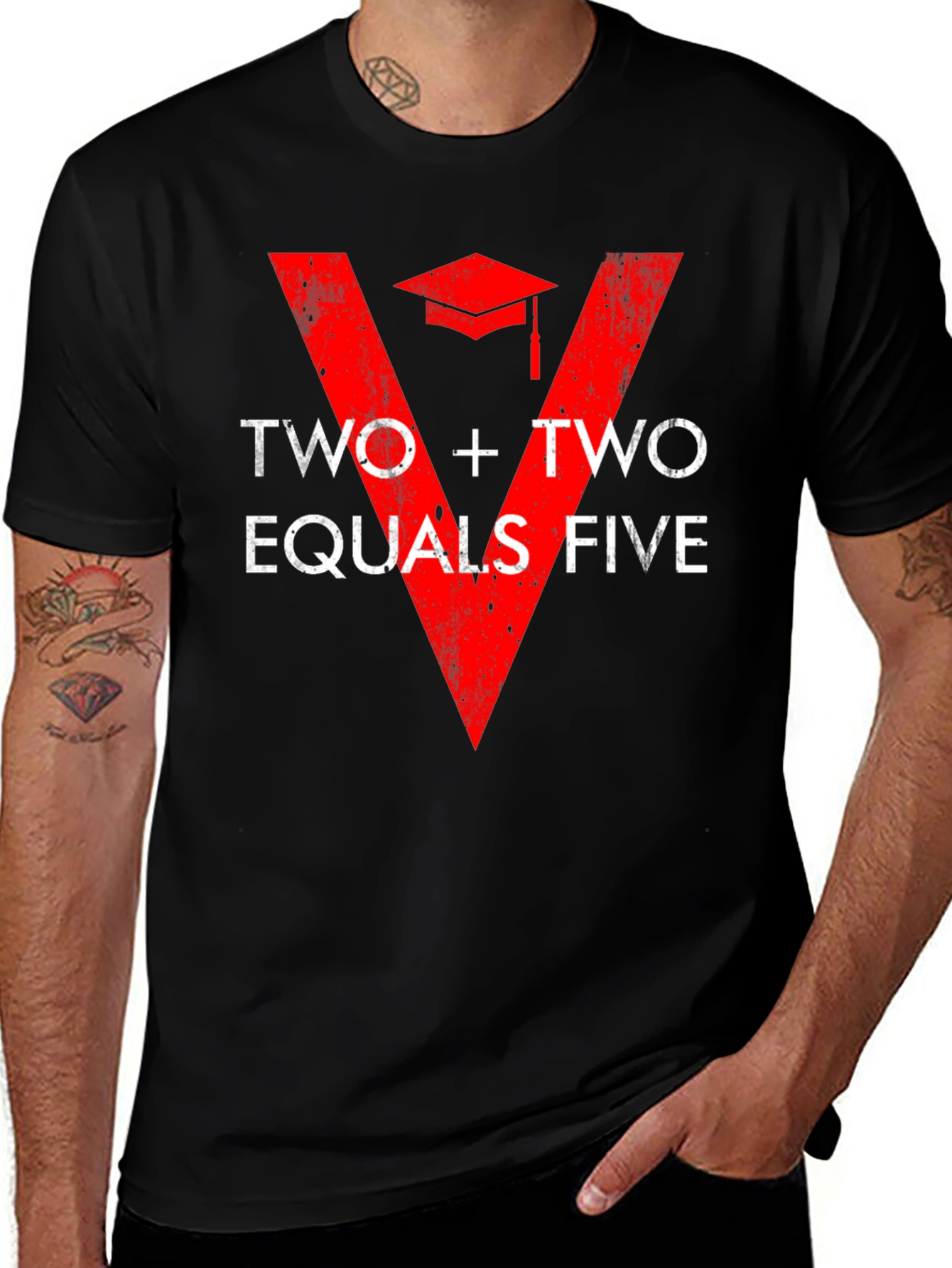 Variant 14 of Two + Two Equals Five T-Shirt Funny Math Pun Tee