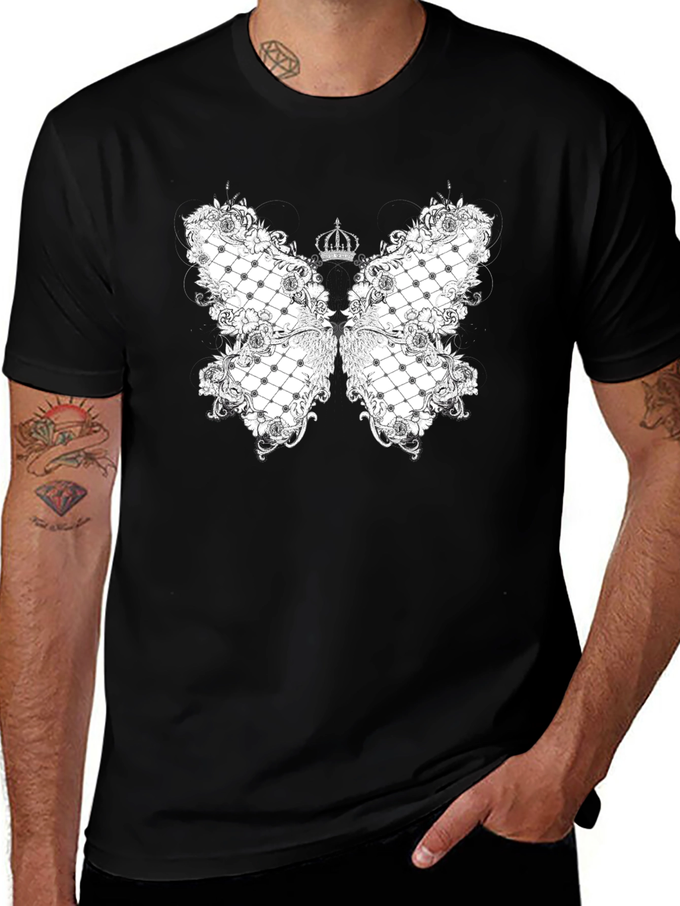 Variant 23 of Butterfly Crown Graphic Tee - Black T-Shirt
