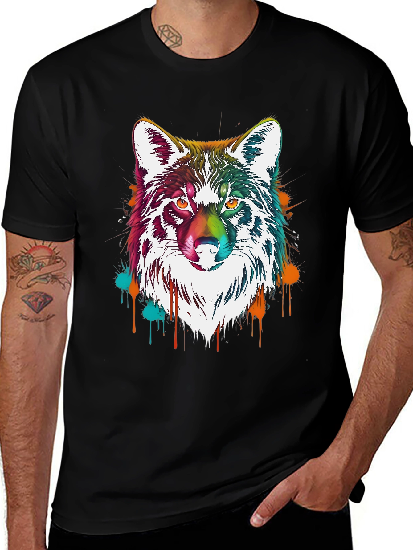 Variant 23 of Abstract Wolf Graphic Print T-Shirt