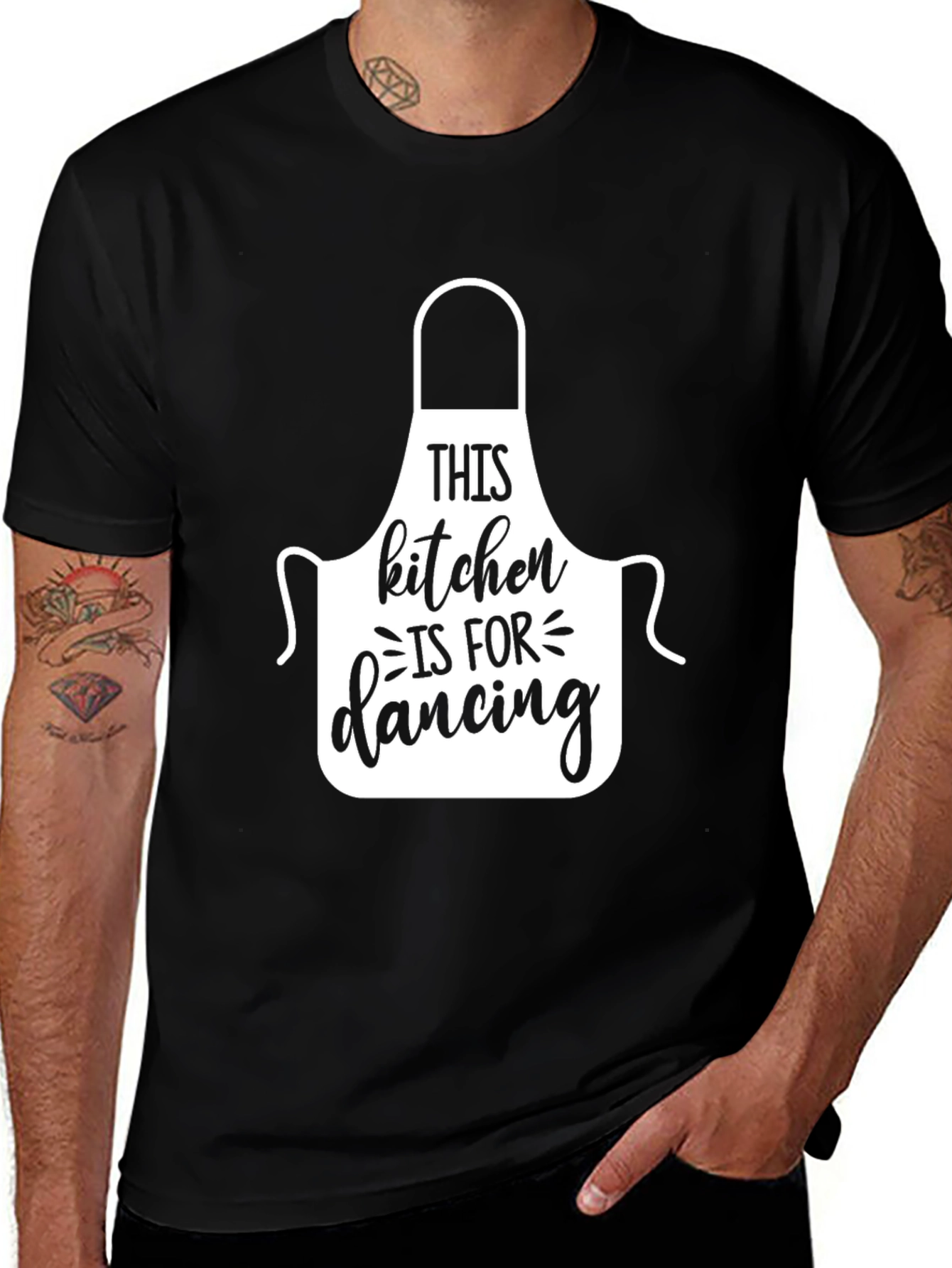Variant 14 of Funny Kitchen Apron Graphic Tee - Dancing Chef