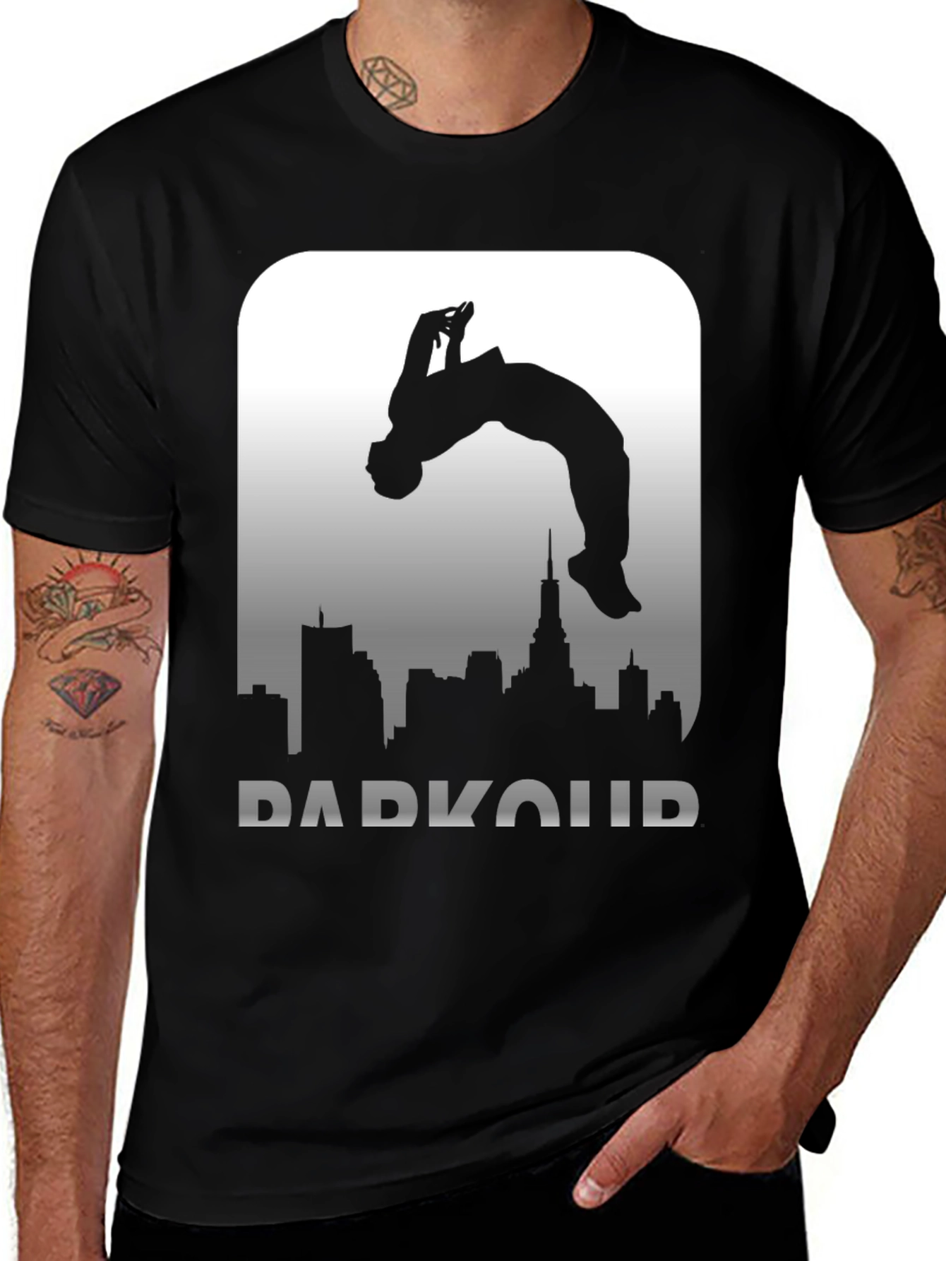Variant 14 of Parkour Silhouette Graphic Tee - Urban Style T-Shirt