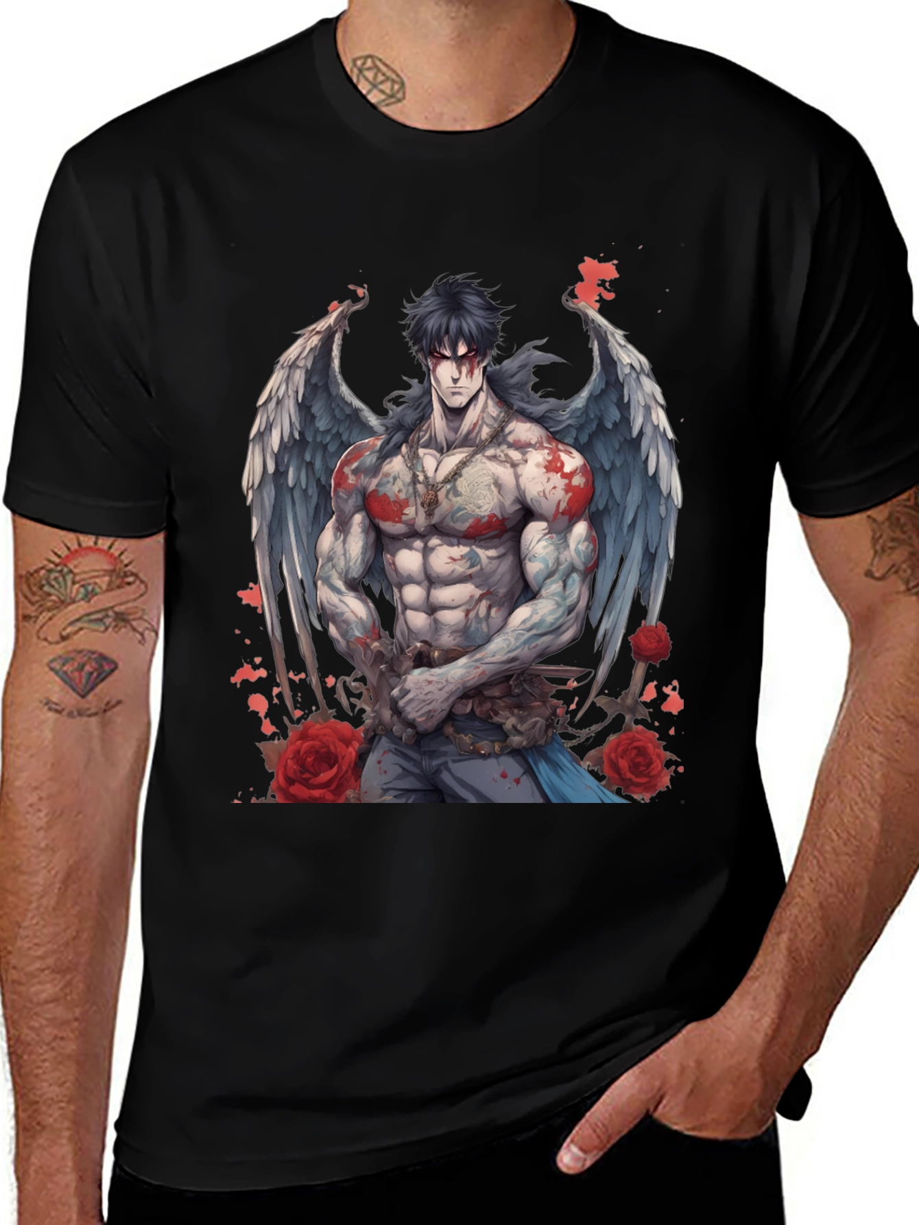 Variant 20 of Anime Angel Graphic T-Shirt - Black