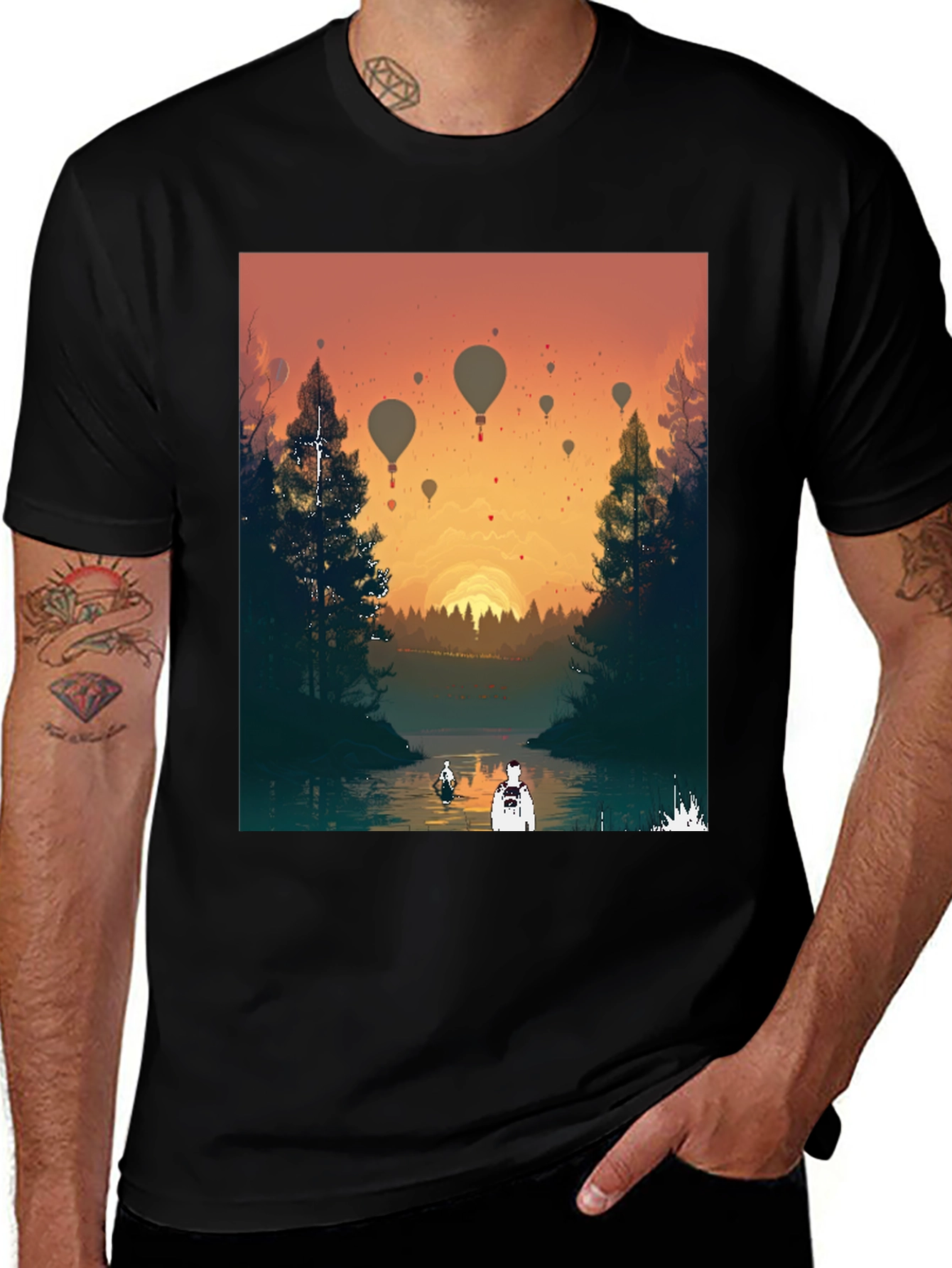 Variant 13 of Sunset River Balloon Ride Graphic Tee
