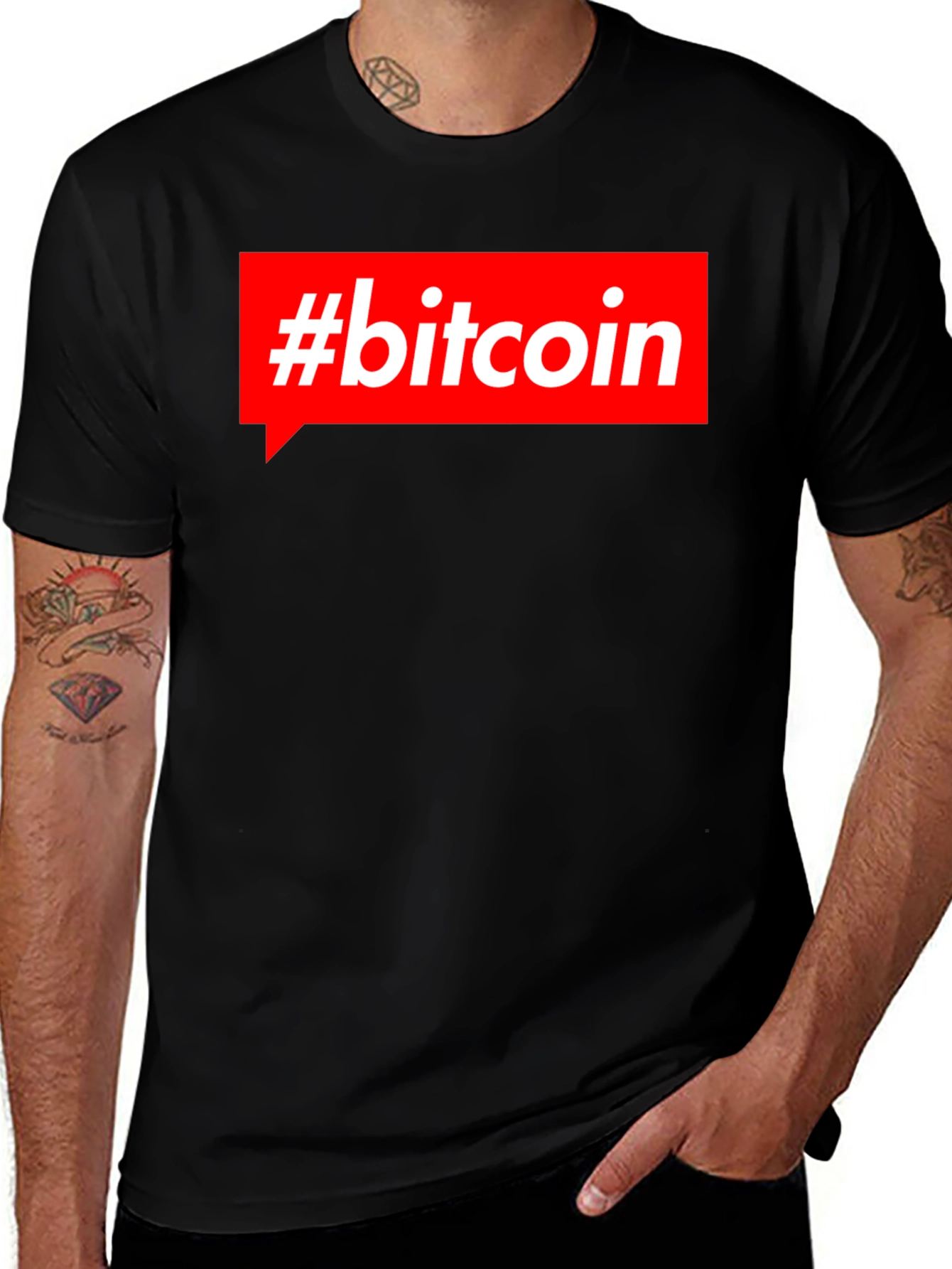 Variant 8 of #Bitcoin Red Box Men's Black T-Shirt Crypto Currency