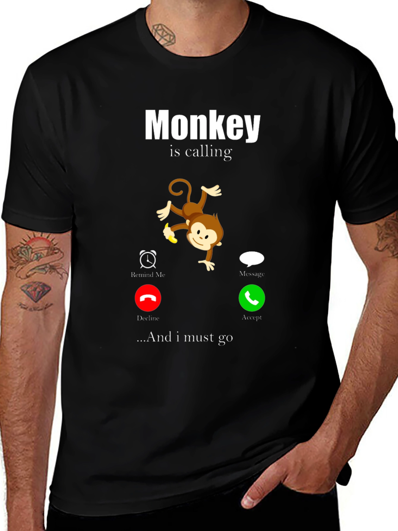 Variant 6 of Monkey Calling Funny Graphic T-Shirt