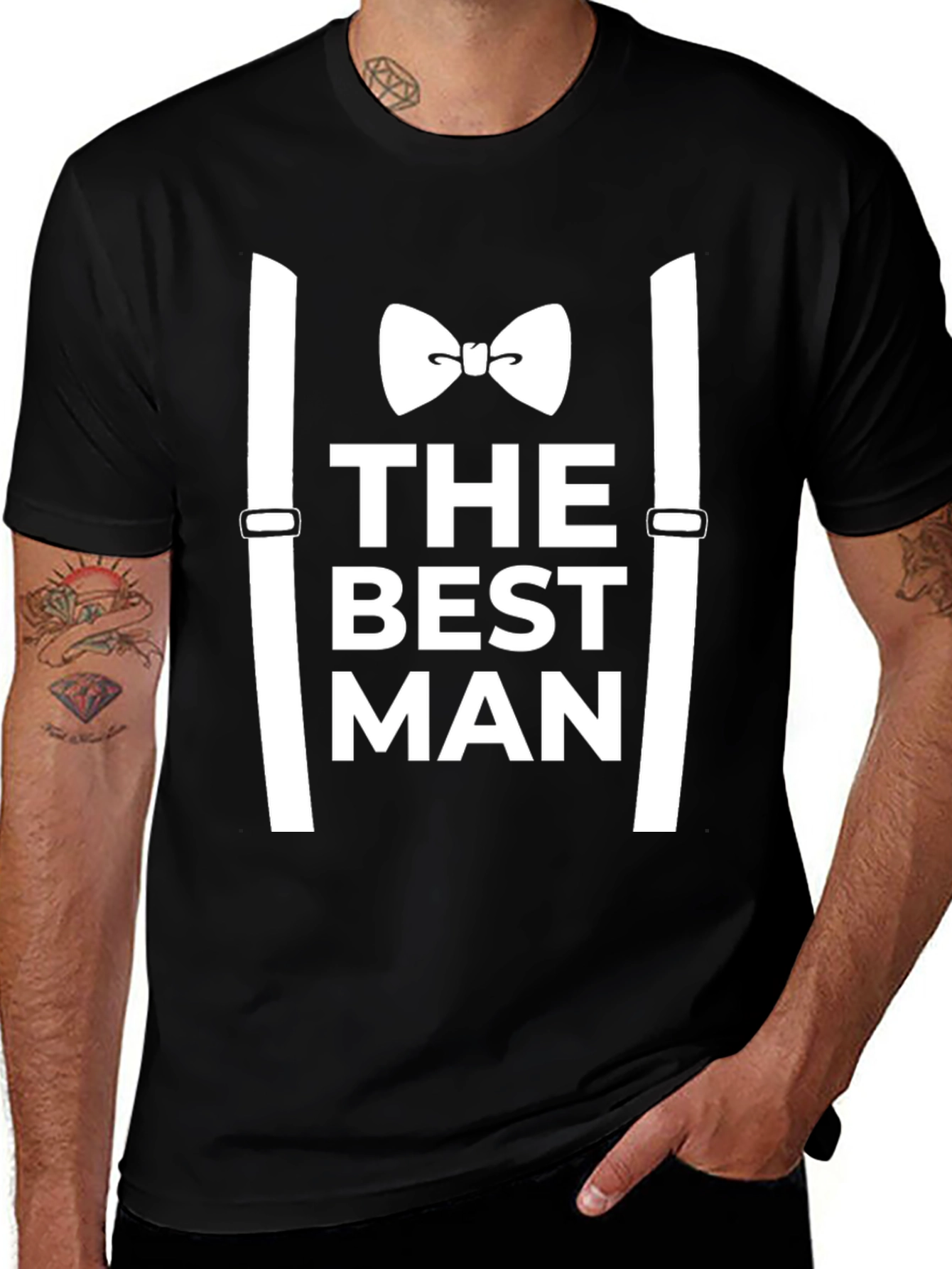 Variant 22 of Best Man T-Shirt Bow Tie Suspenders Wedding Party