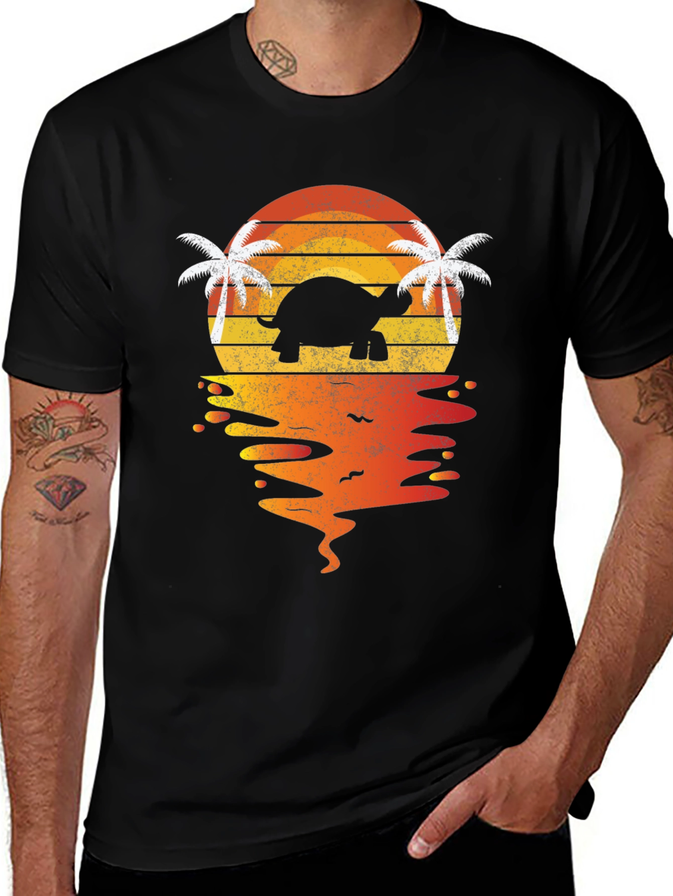Variant 20 of Turtle Sunset T-Shirt - Tropical Beach Vibes