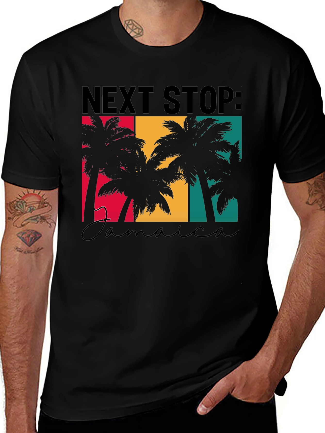 Next Stop: Jamaica T-Shirt - Tropical Palm Tree Design