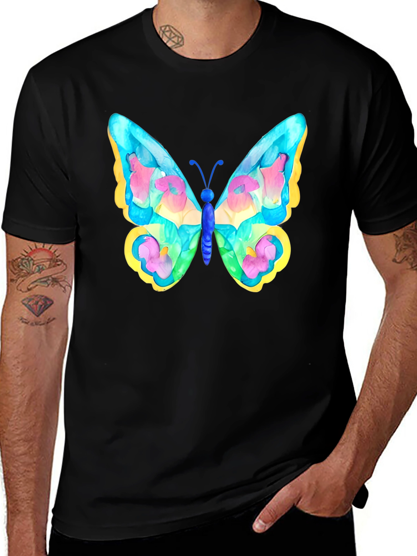 Variant 24 of Butterfly Graphic Black T-Shirt