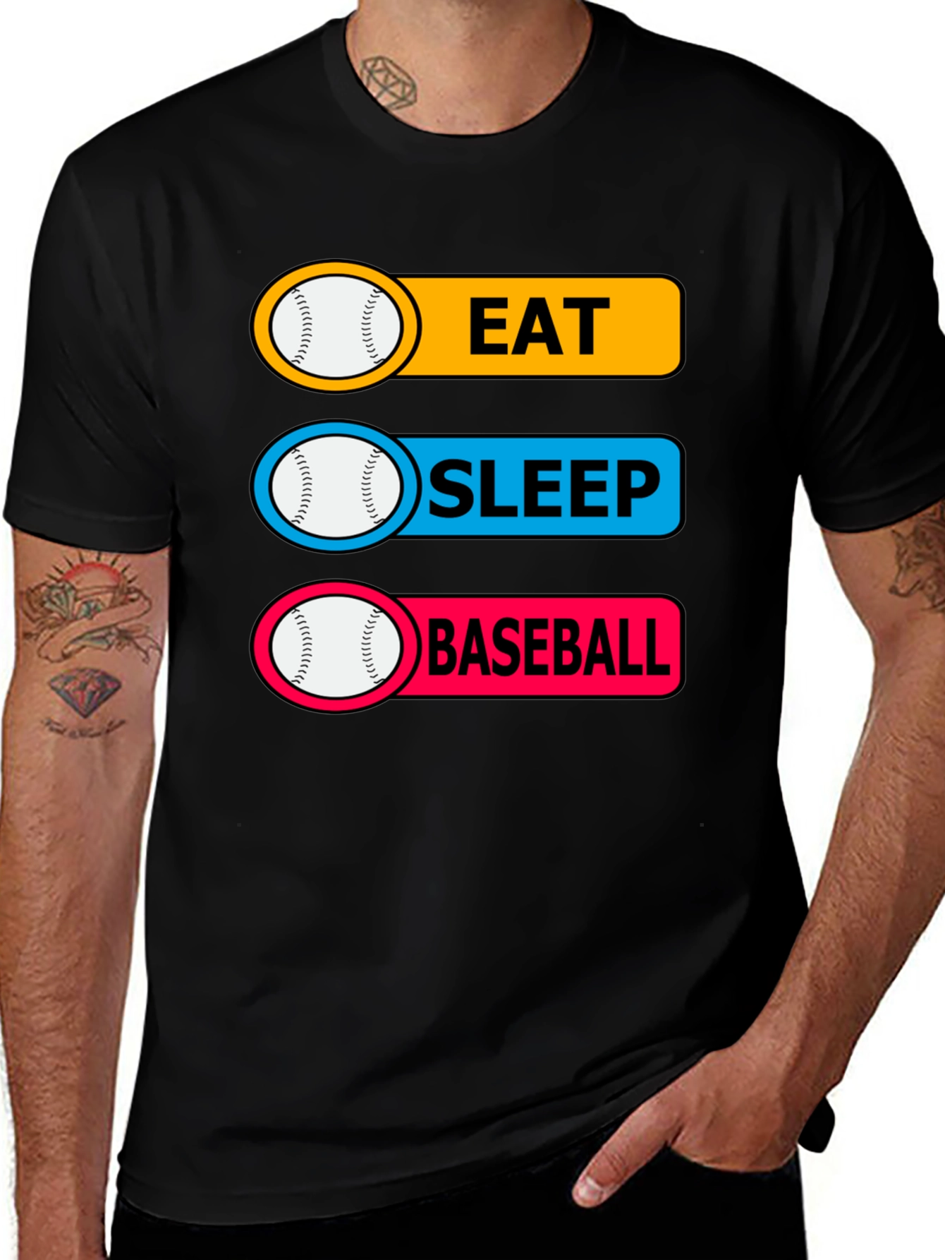 Variant 12 of Eat Sleep Baseball T-Shirt | Baseball Lover Tee