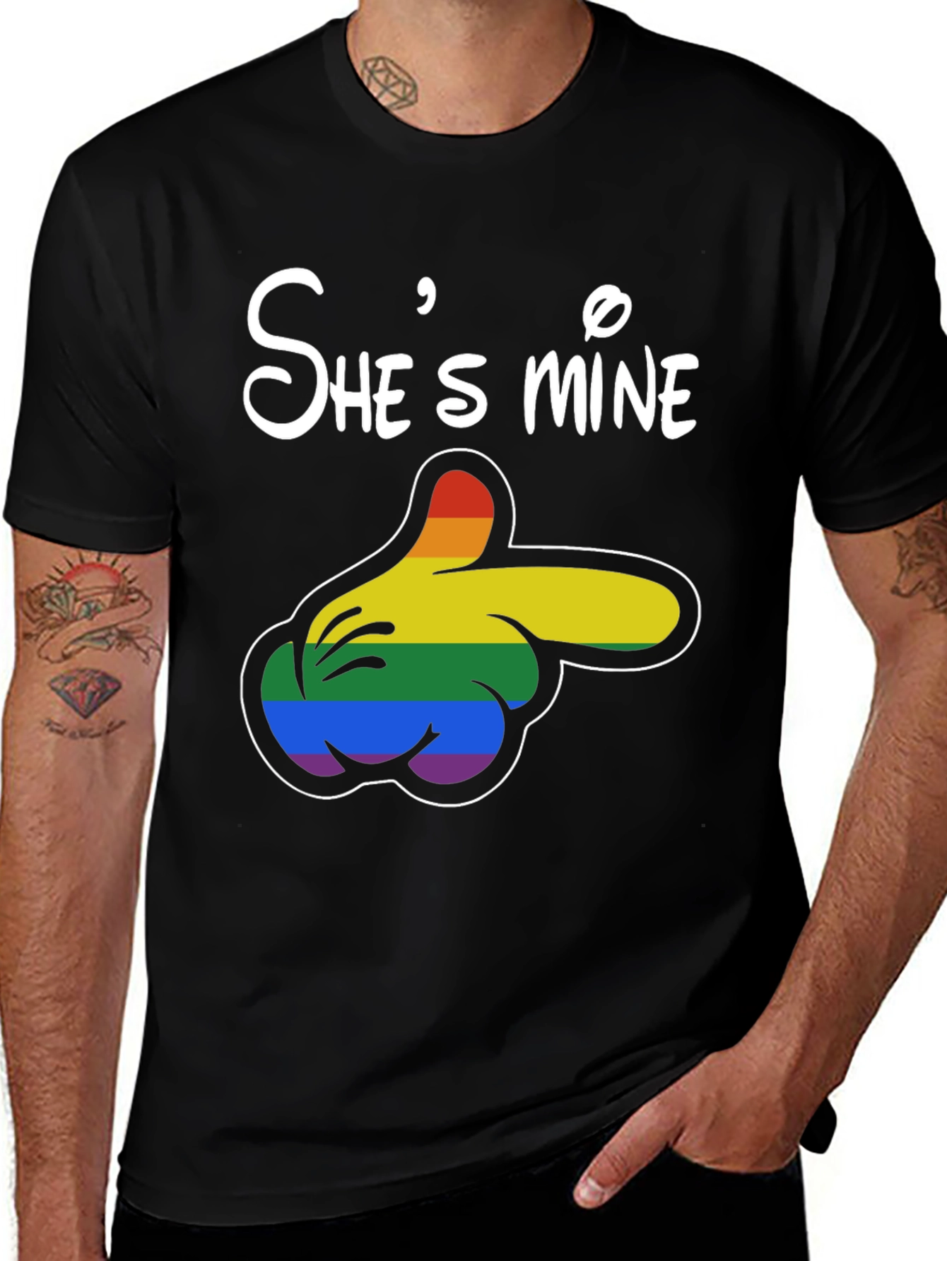 Variant 14 of She's Mine Rainbow Mickey Hand T-Shirt