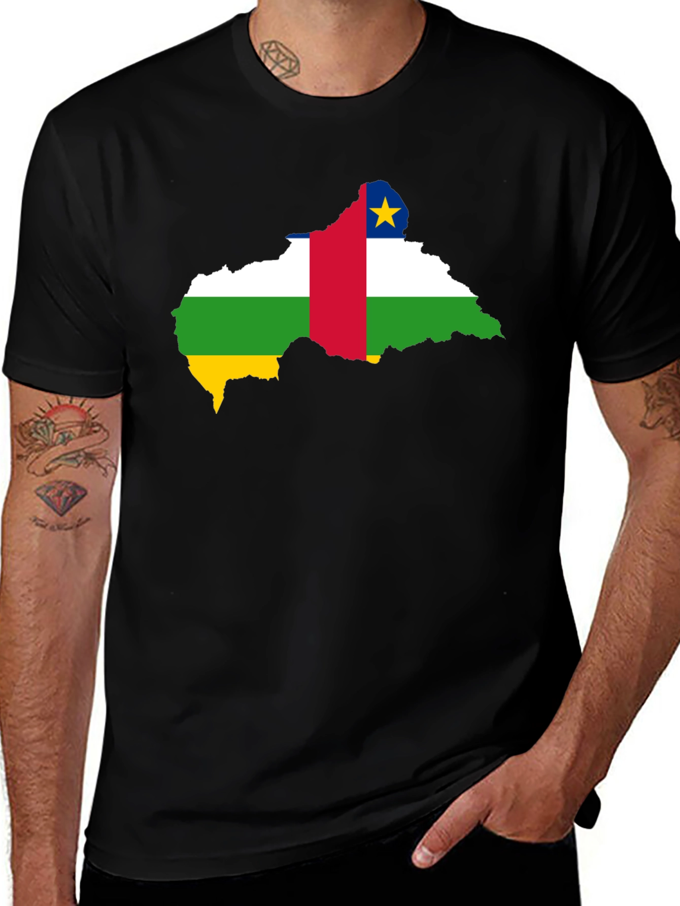 Central African Republic Flag Map T-Shirt