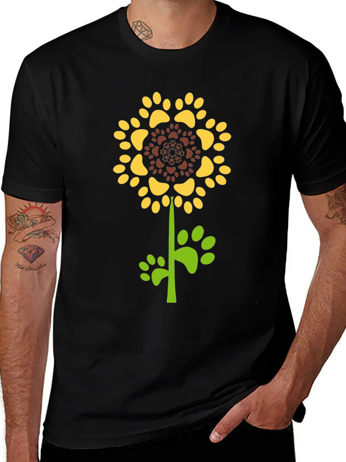 Variant 30 of Paw Print Sunflower Graphic T-Shirt
