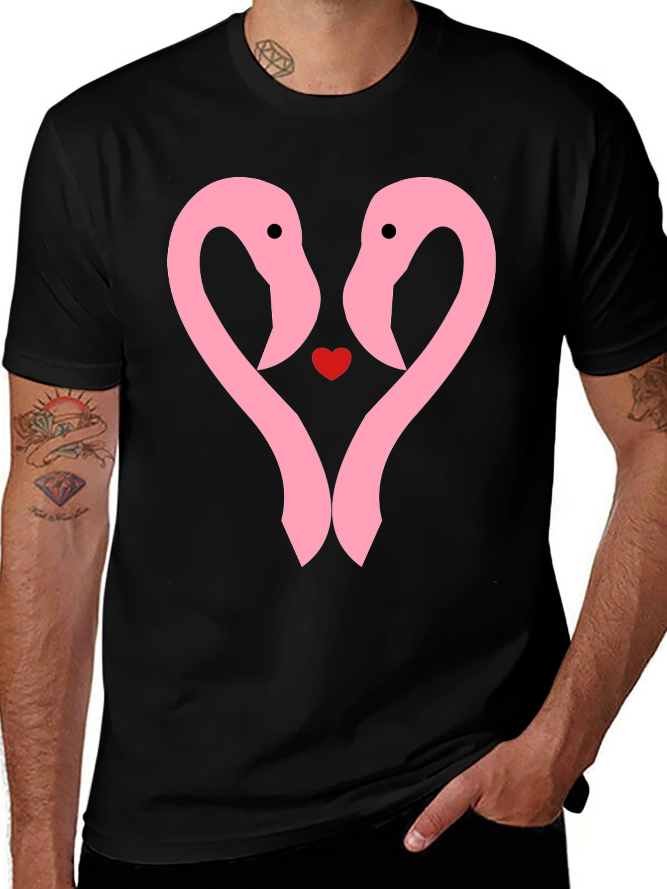 Variant 29 of Flamingo Heart T-Shirt - Cute Couple Tee