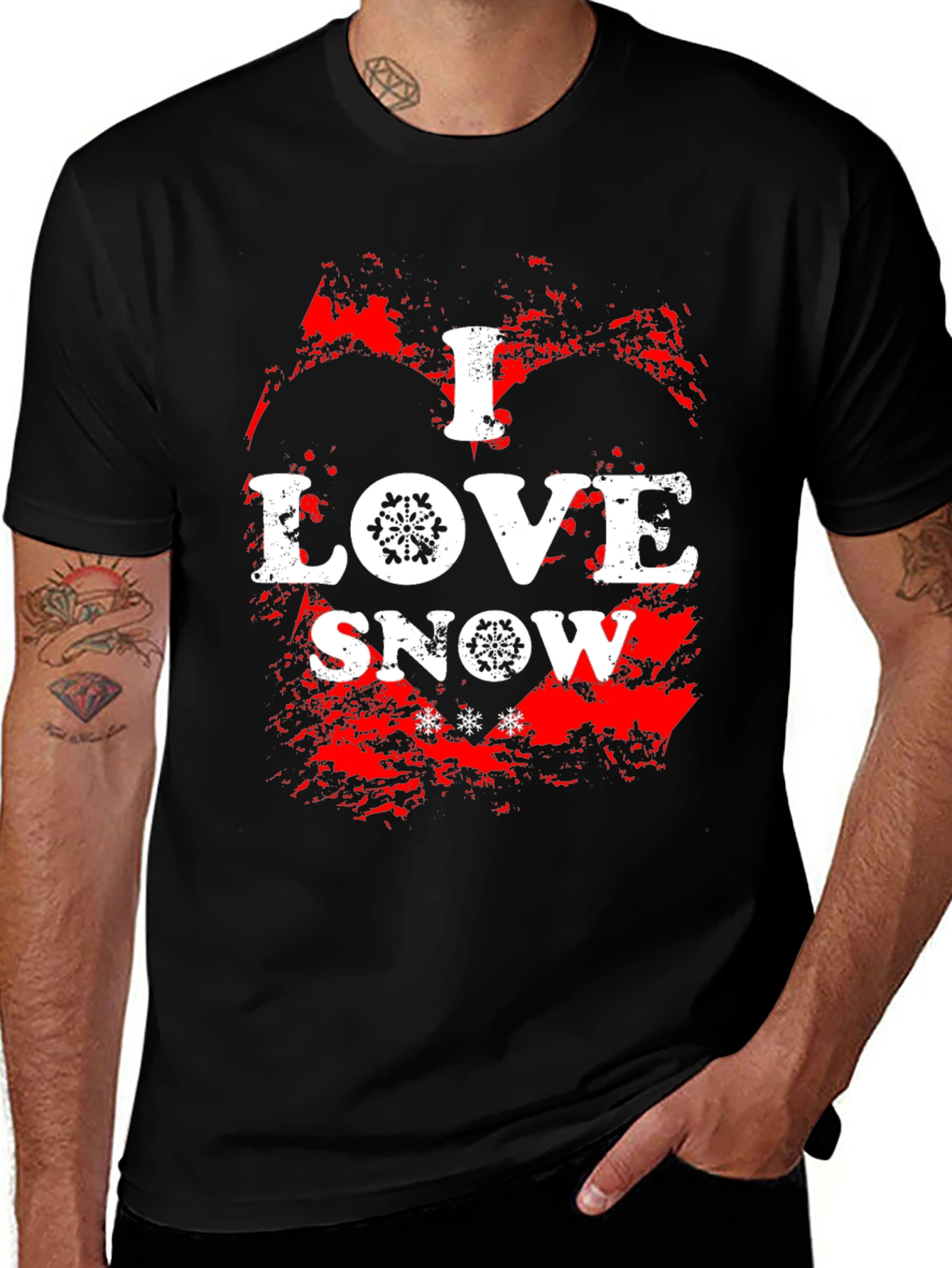 Variant 7 of I Love Snow Graphic Tee - Winter Holiday Shirt