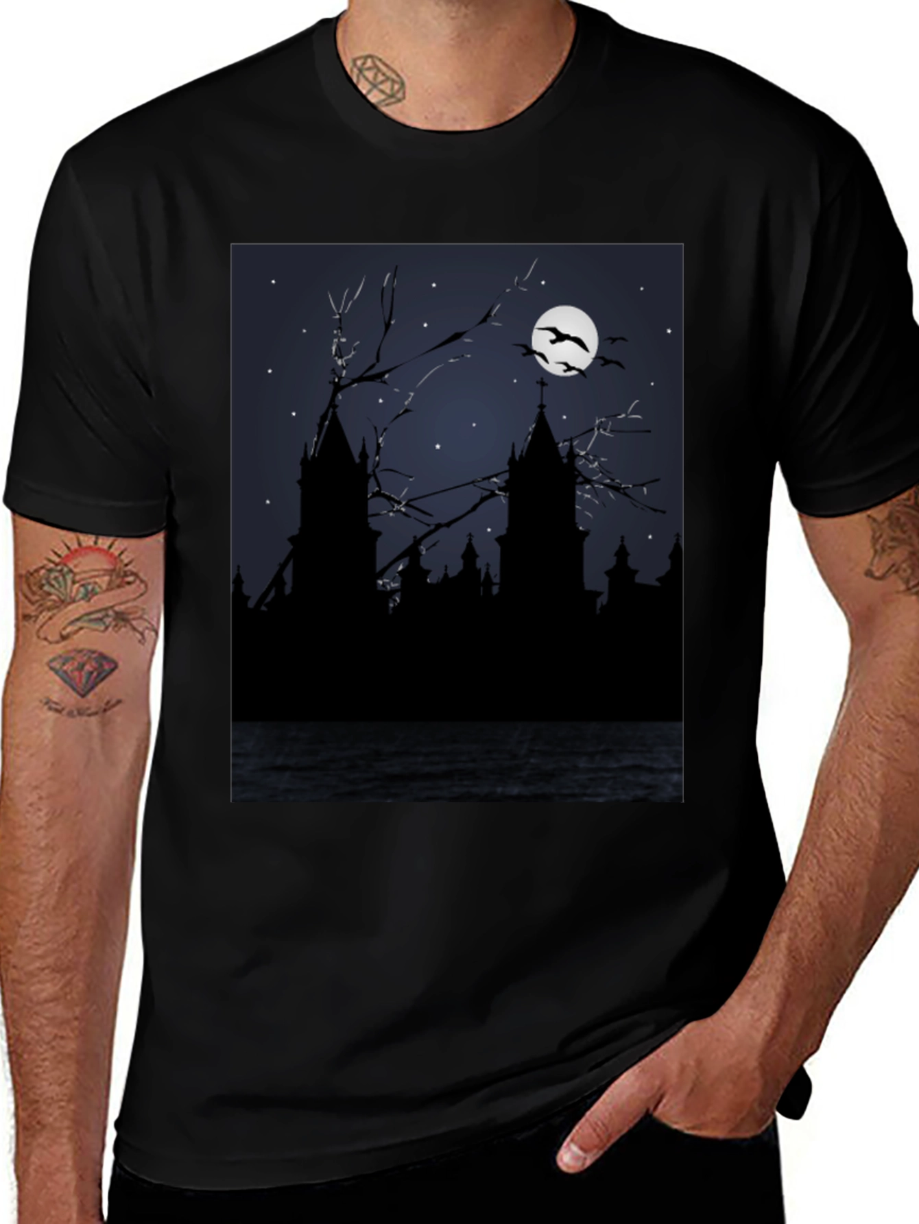 Variant 29 of Night Castle T-Shirt - Gothic Style