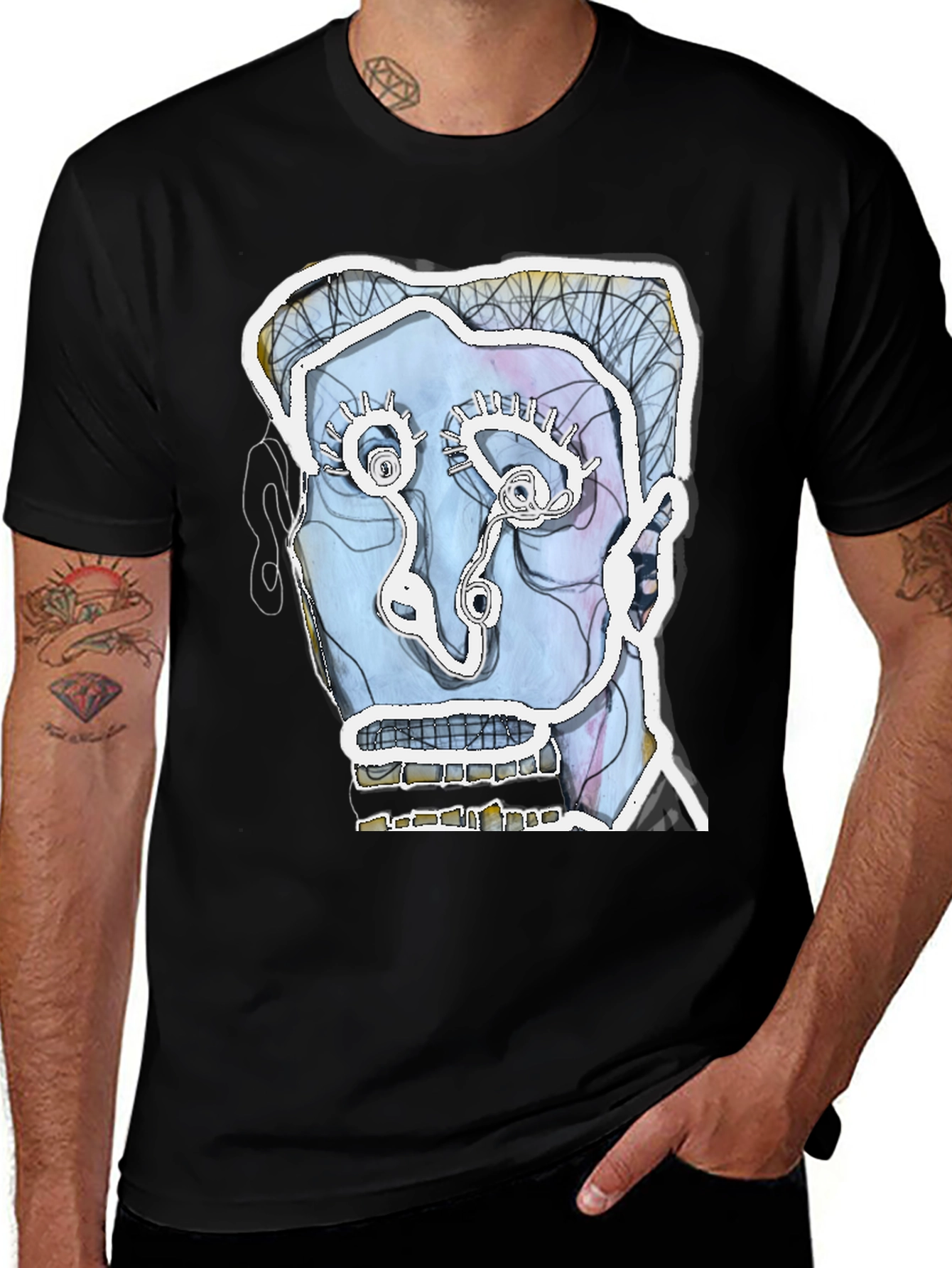 Variant 22 of Abstract Face Art Graphic Tee - Unique Style