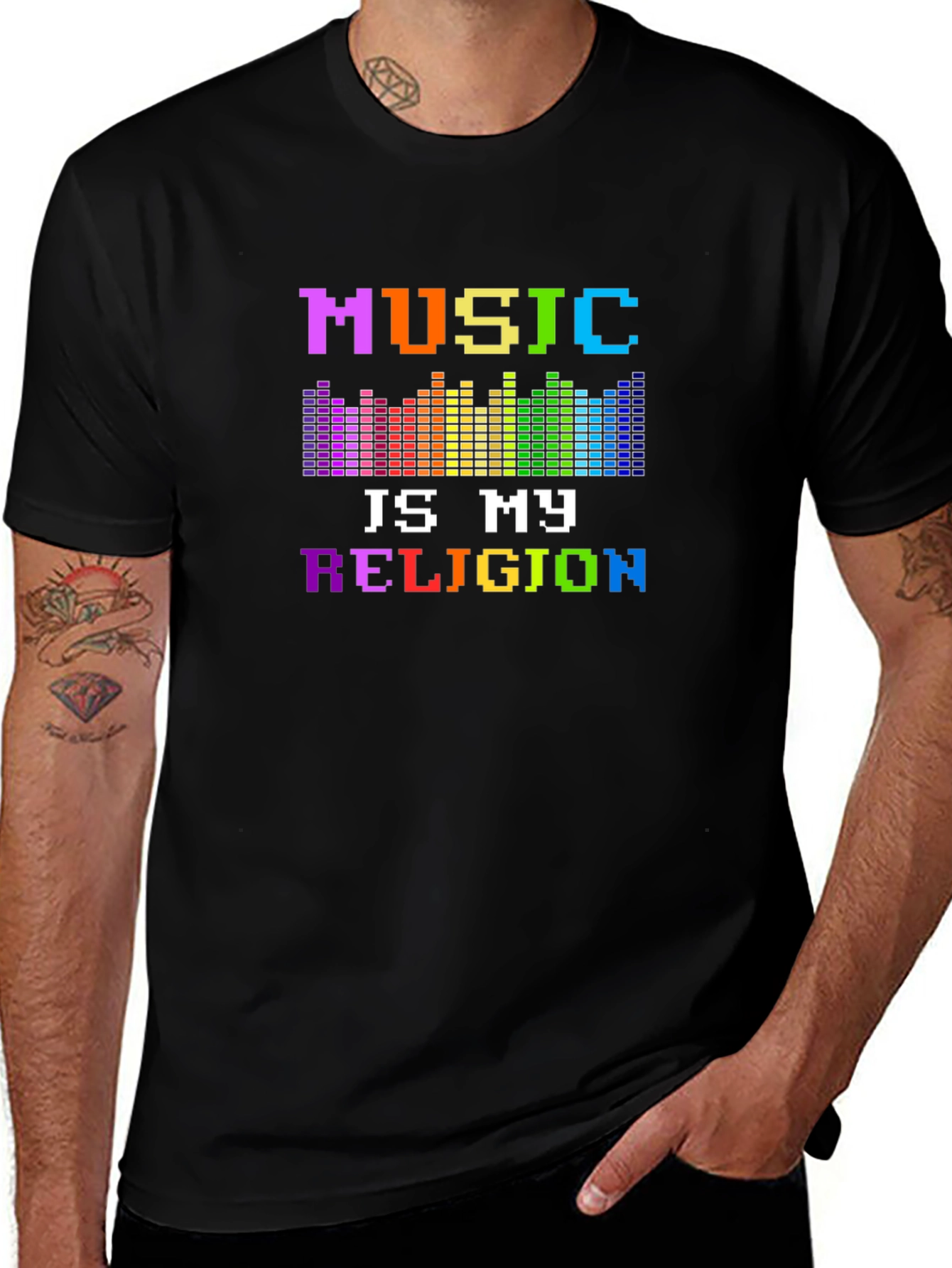 Variant 3 of Music is My Religion Tee - Pixel Design