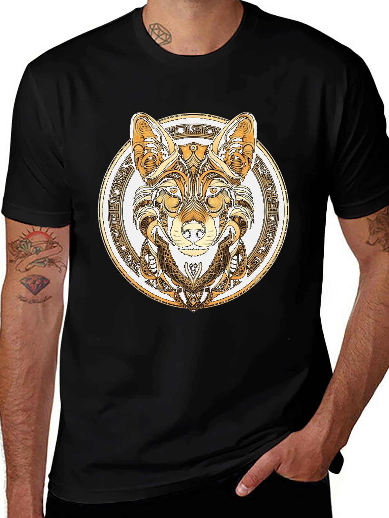 Variant 11 of Wolf Design Black T-Shirt