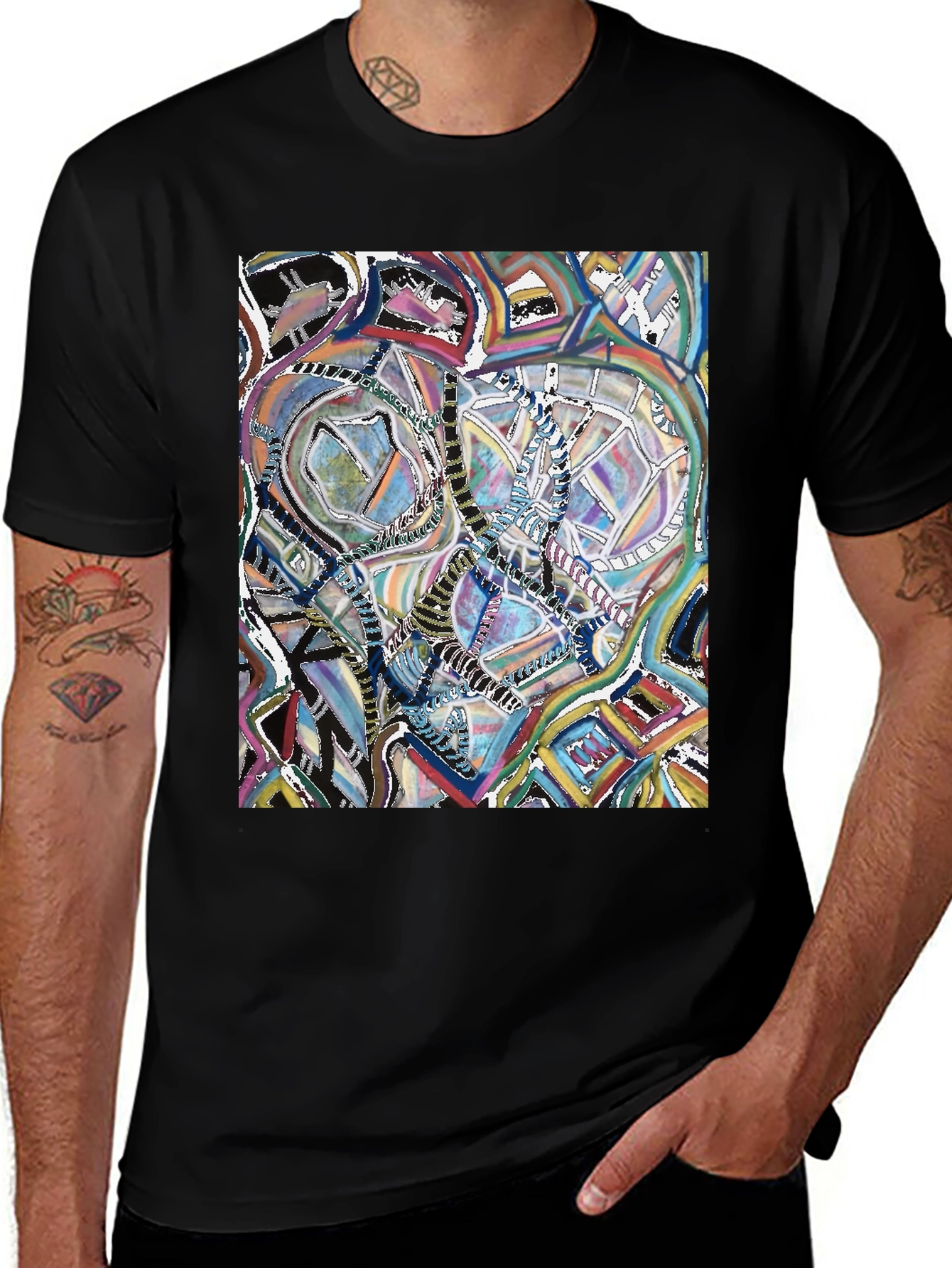 Variant 12 of Abstract Art Print Black Tee