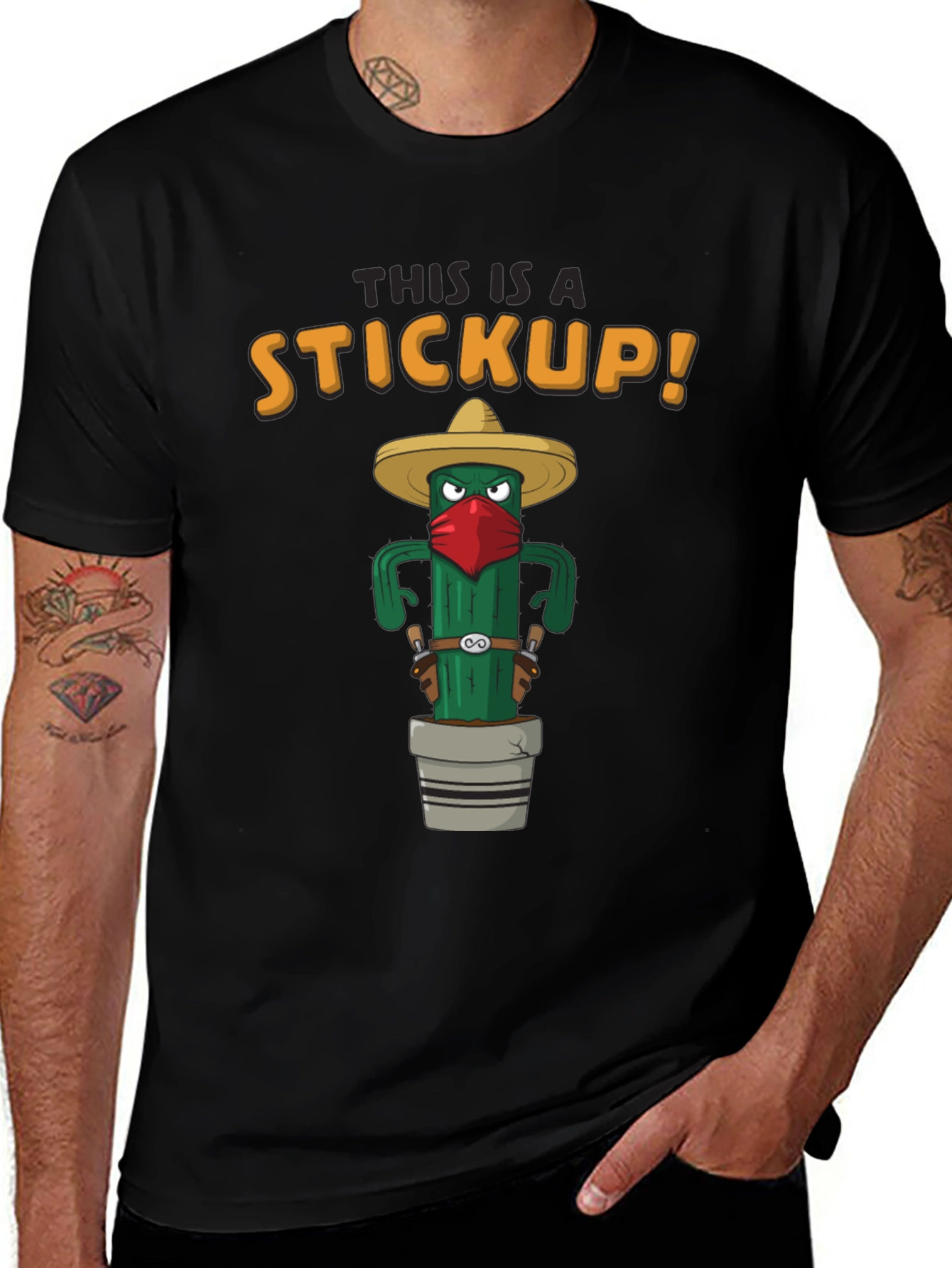 Variant 28 of Cactus Stickup T-Shirt - Novelty Graphic Tee