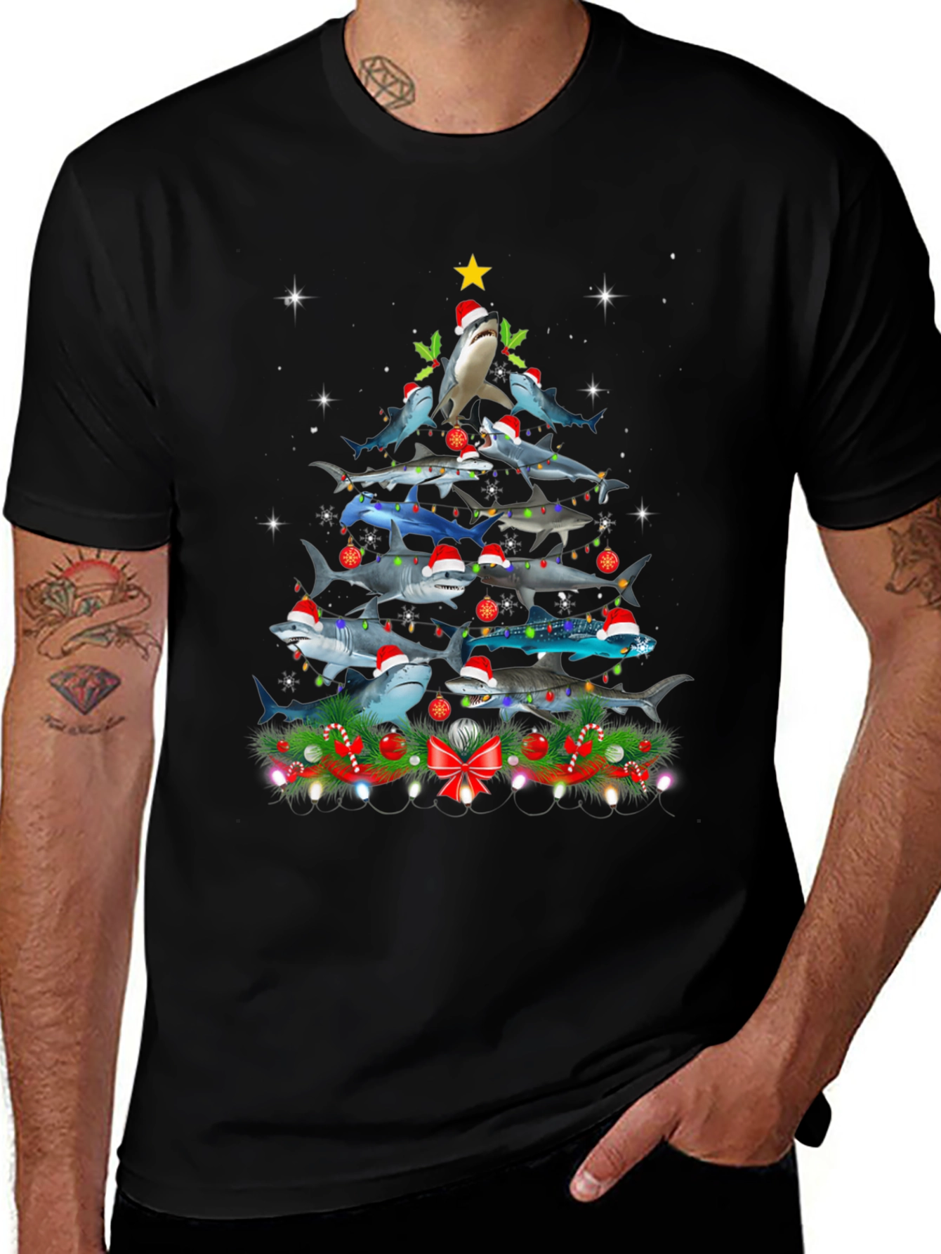 Variant 20 of Shark Christmas Tree Graphic Tee