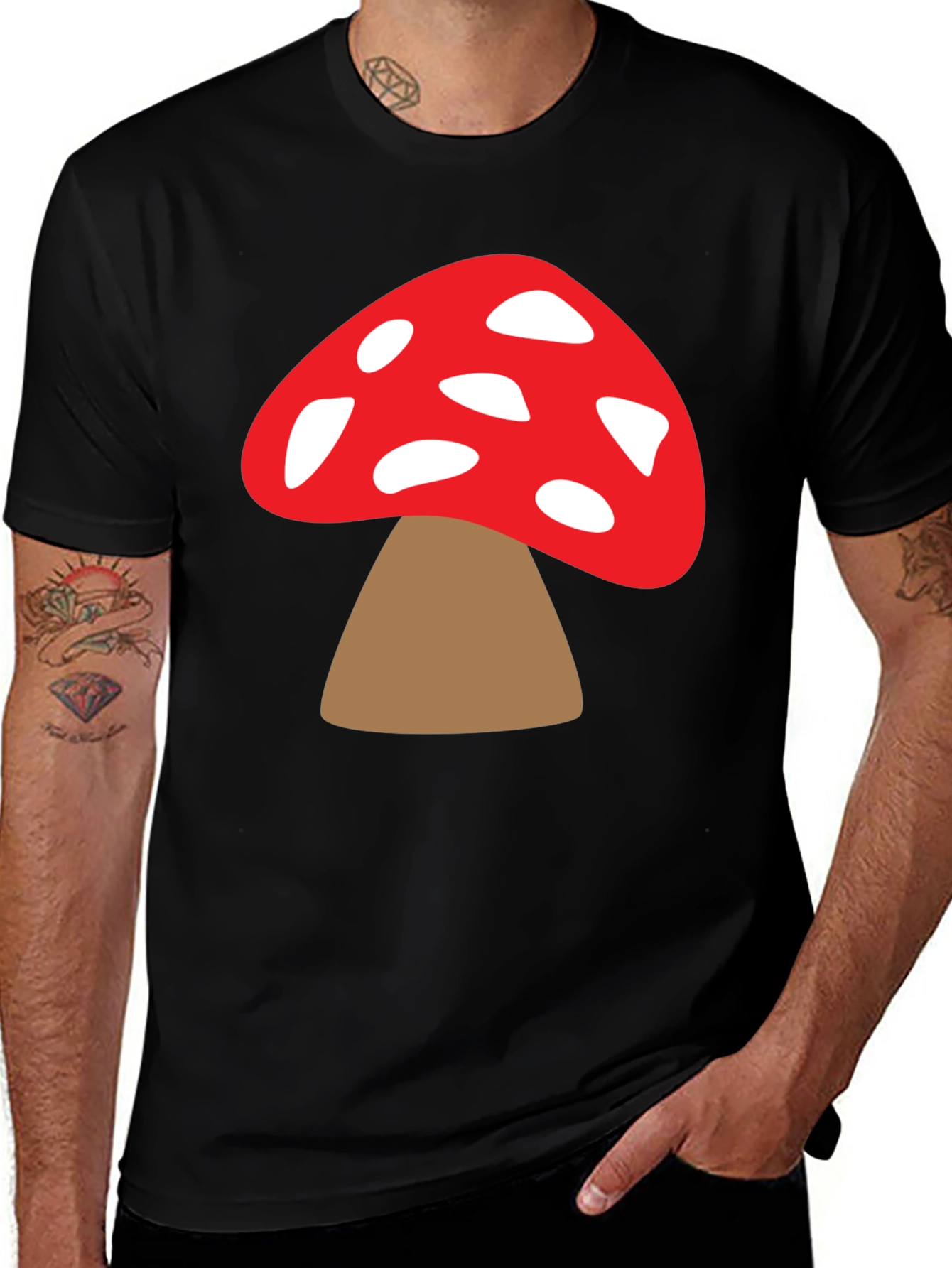 Variant 18 of Mushroom Graphic Tee - Funky Black T-Shirt