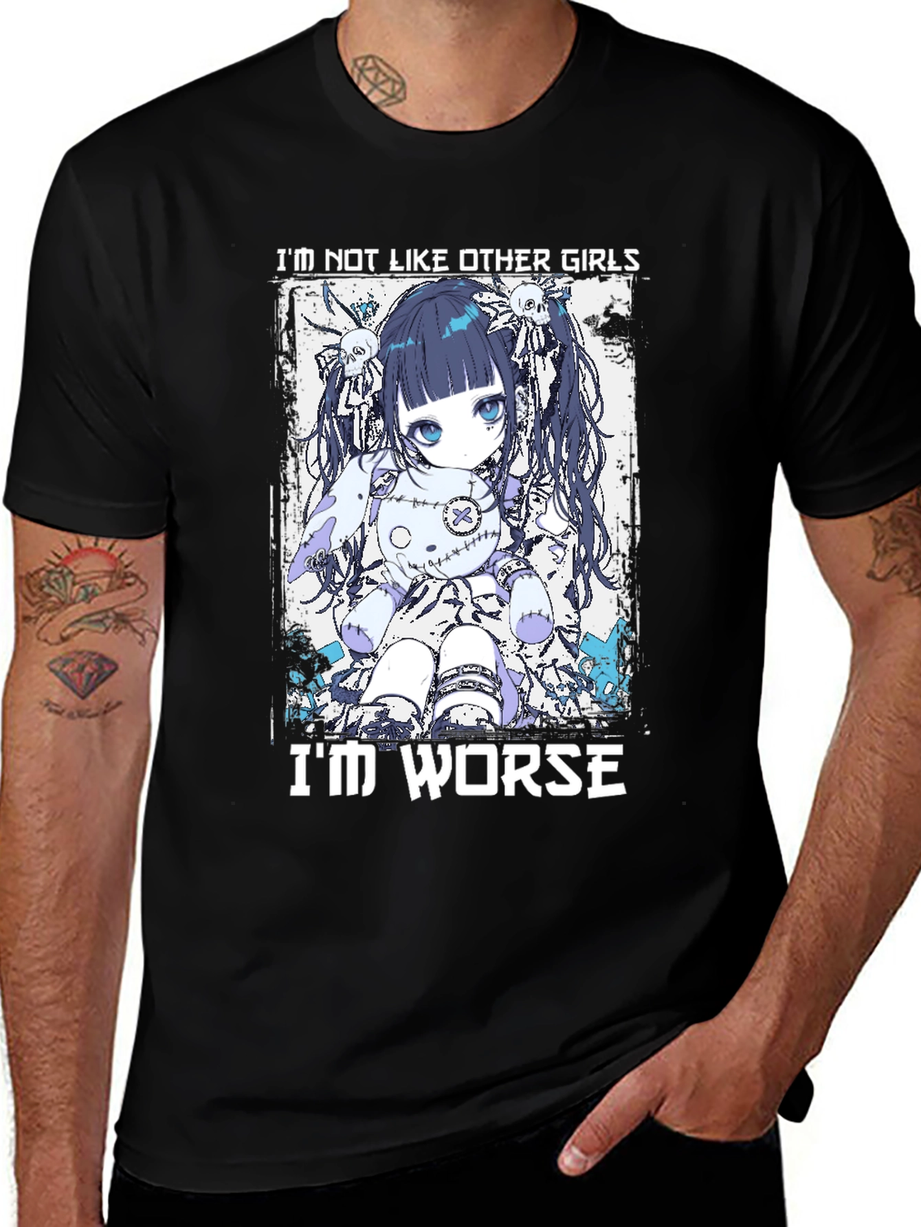 Variant 12 of Anime Doll T-Shirt: "I'm Not Like Other Girls"