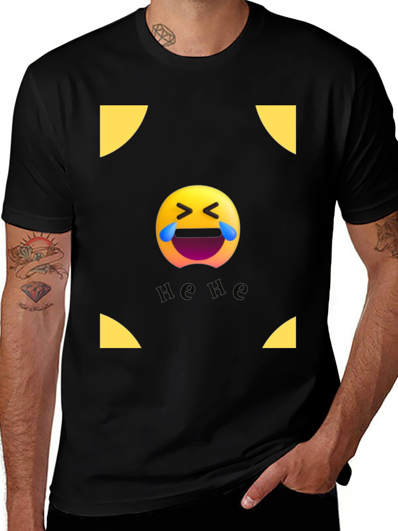 Variant 30 of Laughing Emoji Graphic Tee - Black