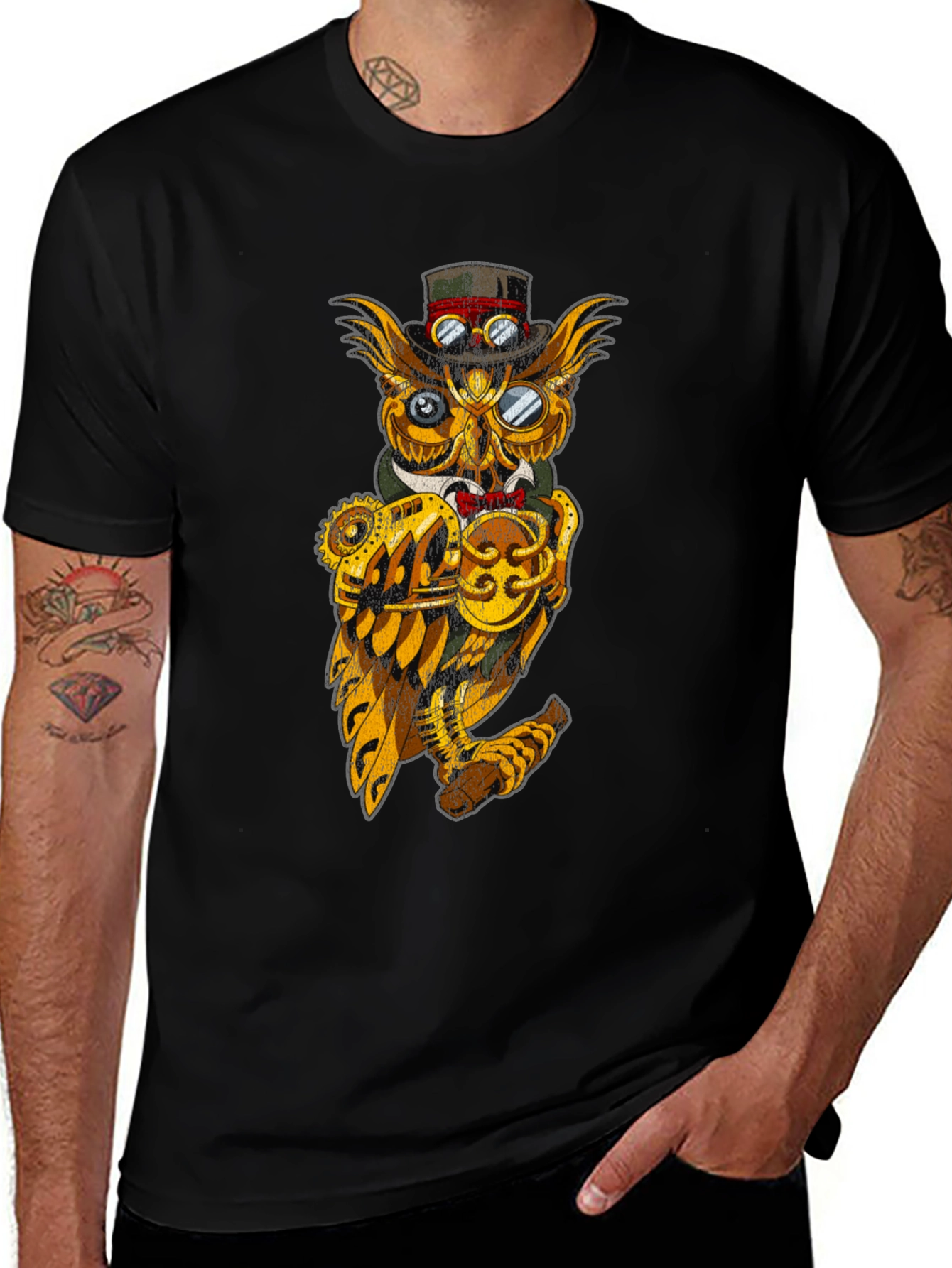 Variant 17 of Steampunk Owl Graphic Tee - Unique Design