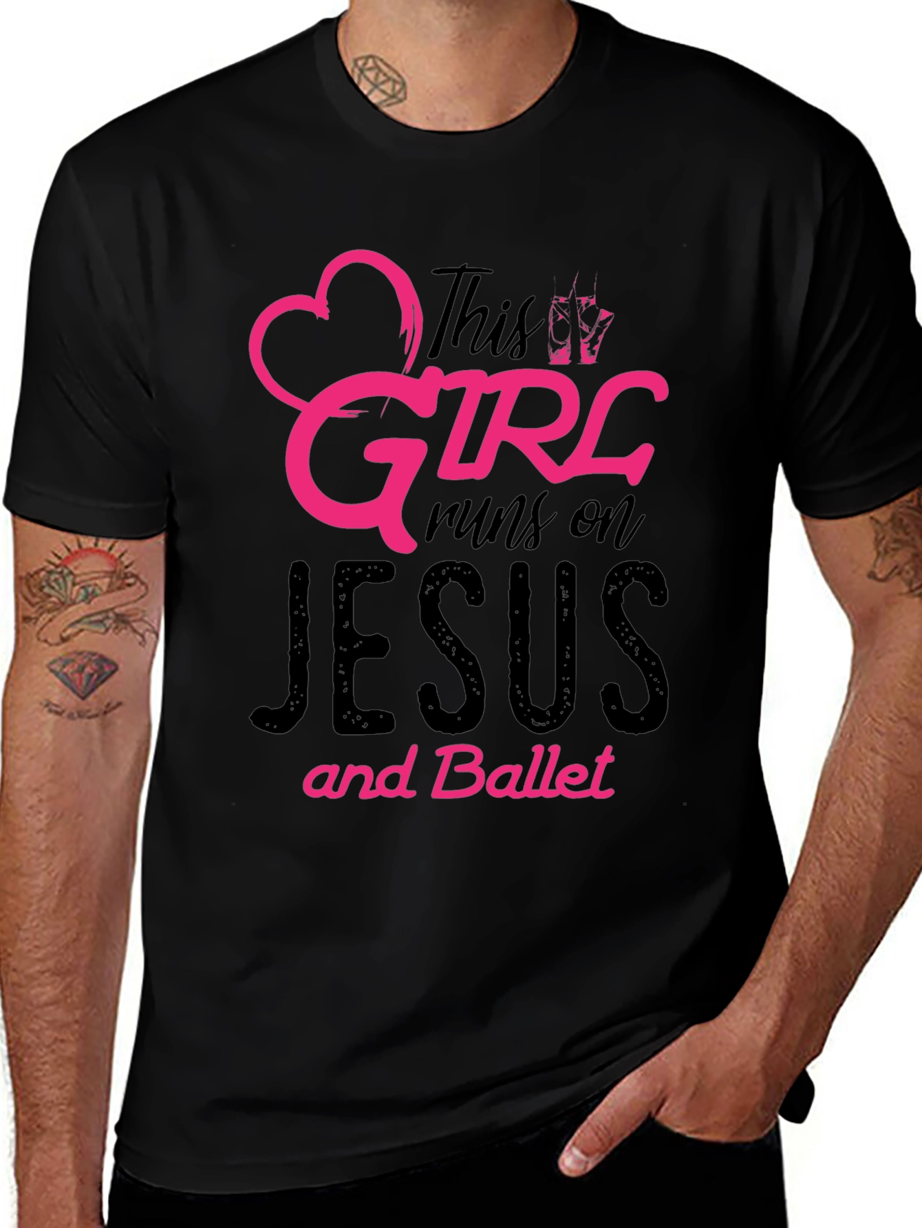 Variant 3 of This Girl Runs on Jesus and Ballet Black T-Shirt