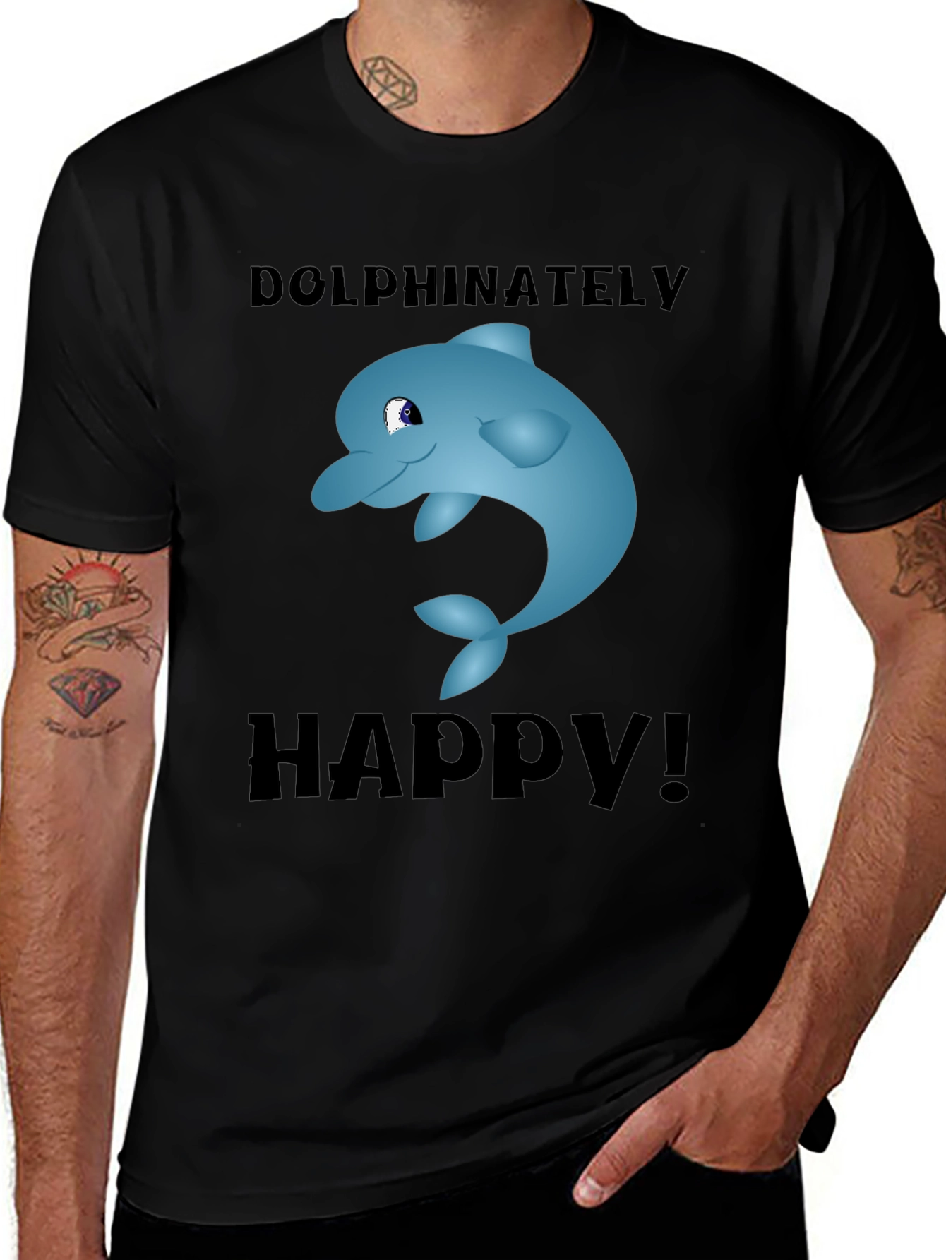 Variant 24 of Dolphinately Happy T-Shirt - Cute Blue Dolphin Design