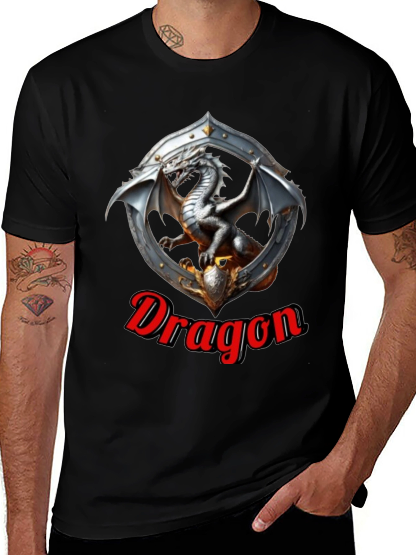 Variant 29 of Dragon Shield Graphic Tee - Fantasy Style