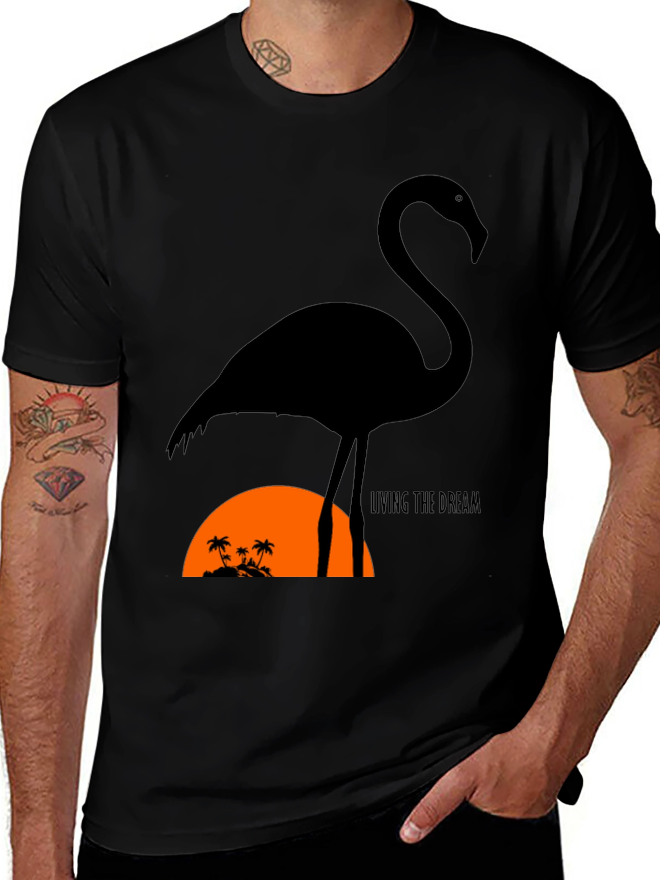 Variant 27 of Flamingo Sunset Tee - Living The Dream