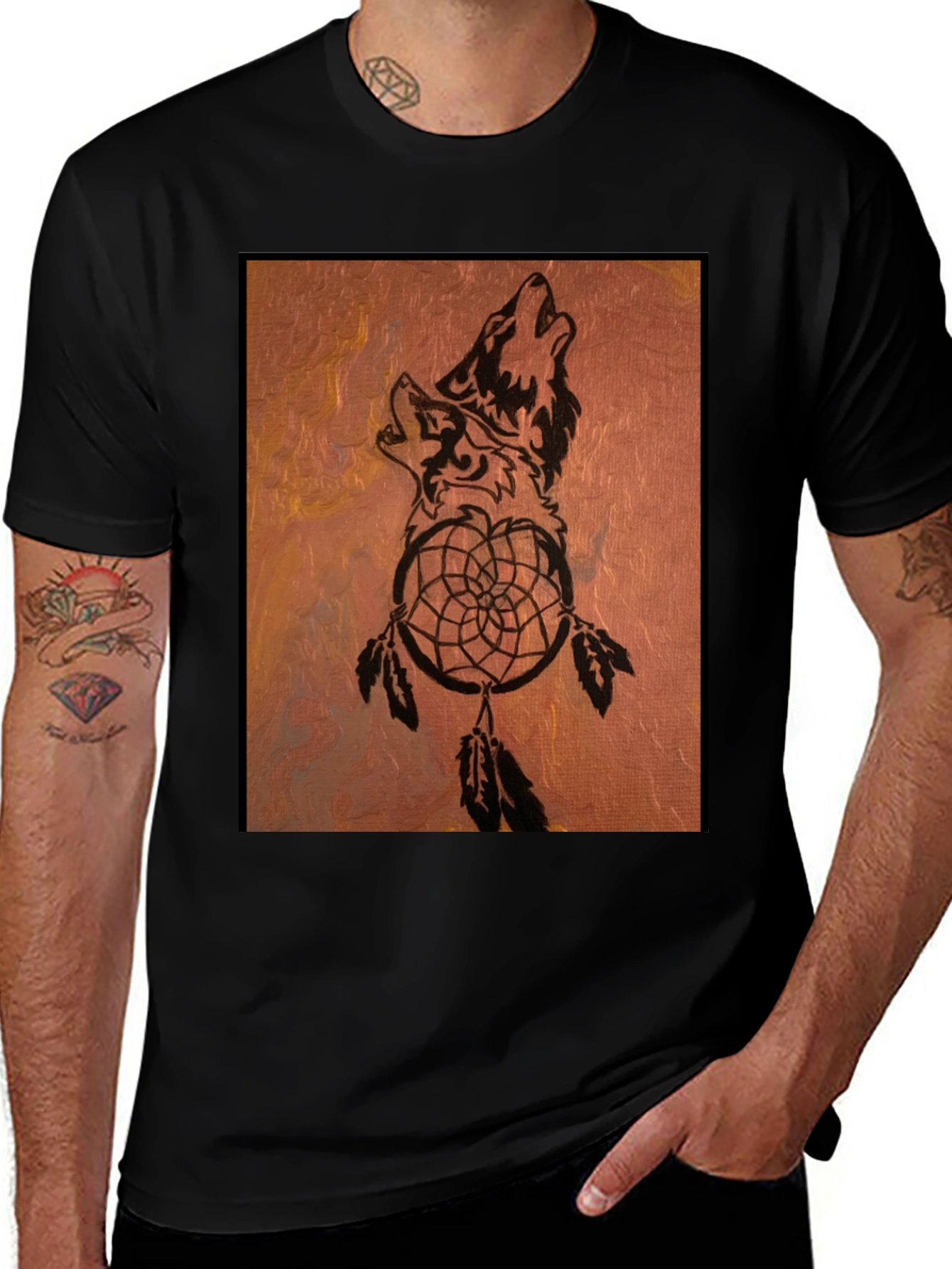 Variant 18 of Wolf Dreamcatcher Graphic Tee