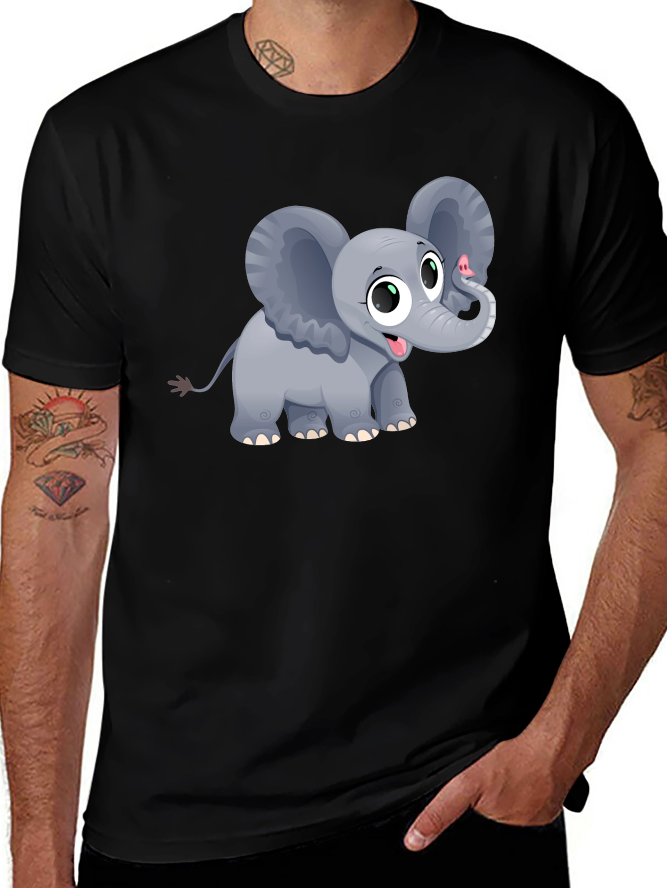 Variant 11 of Cute Elephant Graphic Tee - Unisex Black T-Shirt