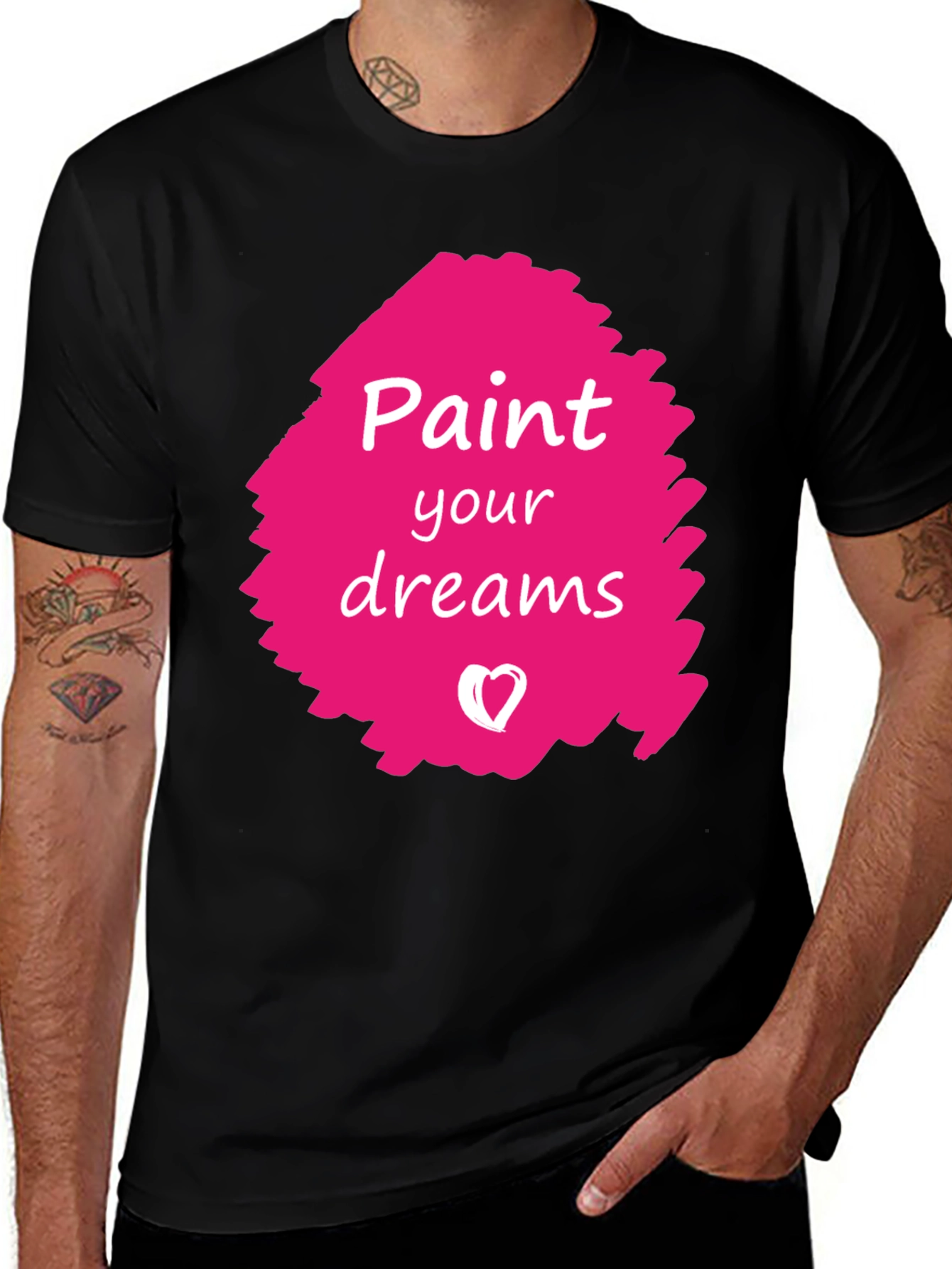 Variant 19 of Paint Your Dreams Graphic Tee - Black Cotton T-Shirt