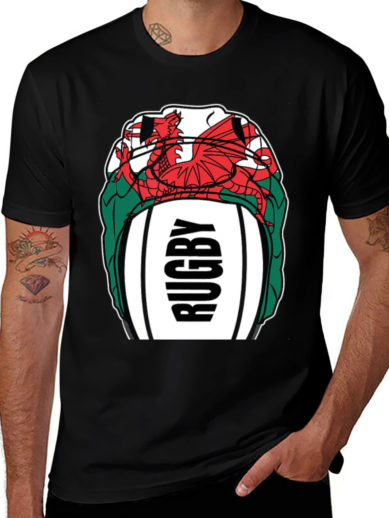 Welsh Rugby T-Shirt - Dragon & Ball Design