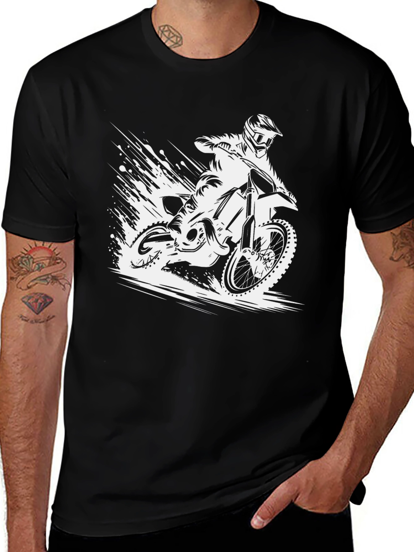 Variant 28 of Dirt Bike Graphic Tee - Black Motocross T-Shirt